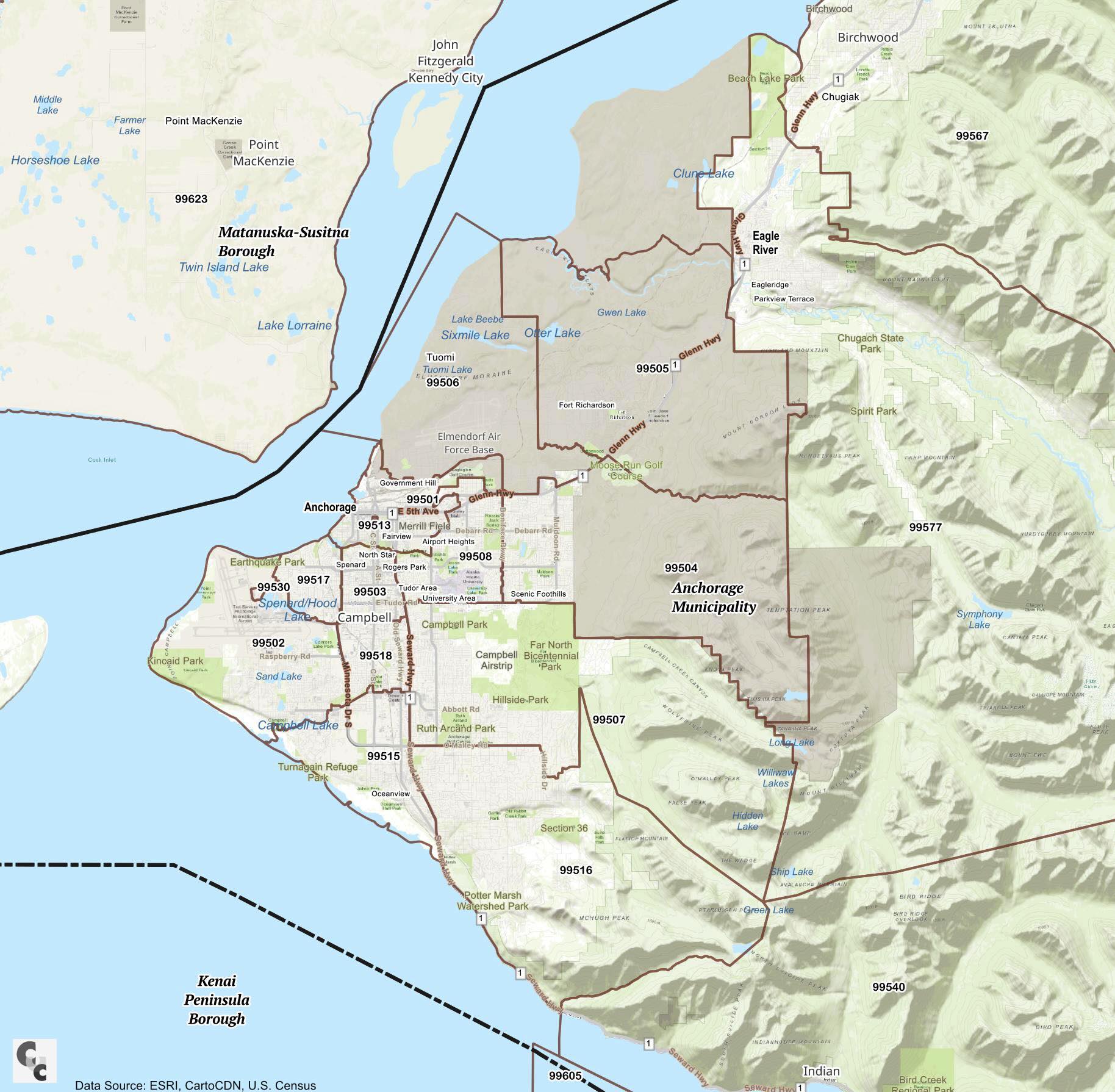 Anchorage Zip Code Map
