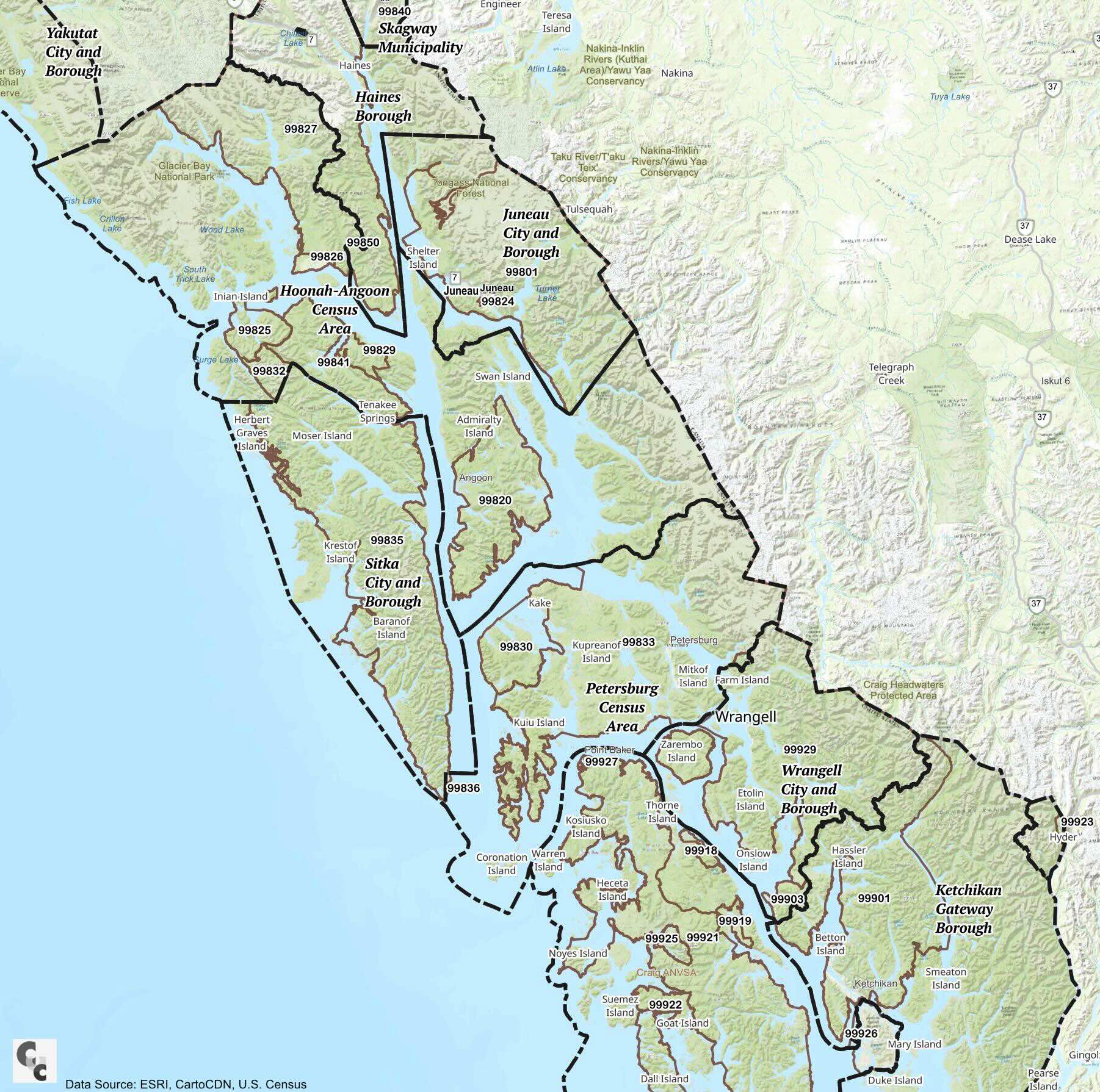Ketchikan Zip Code Map
