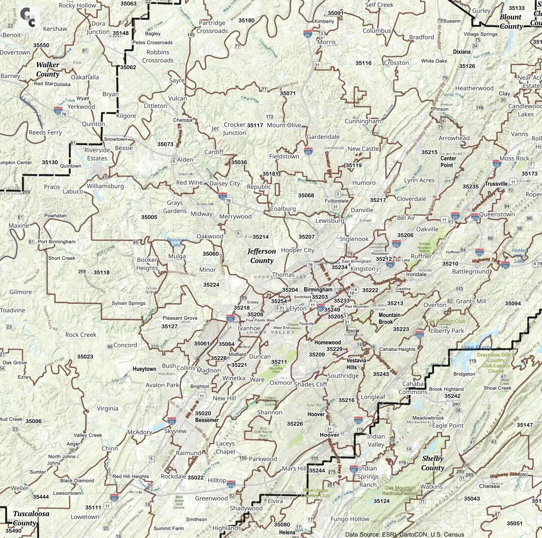 Birmingham AL Zip Code Map Zip Code Map