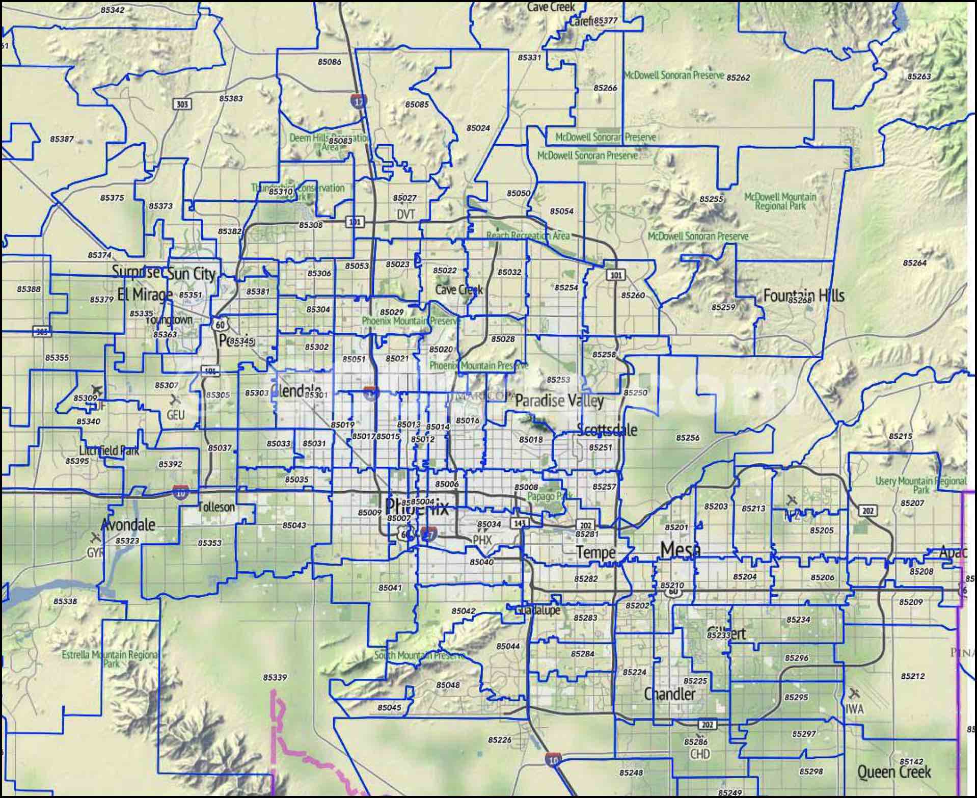 Phoenix Arizona Zip Code Map Free - United States Map
