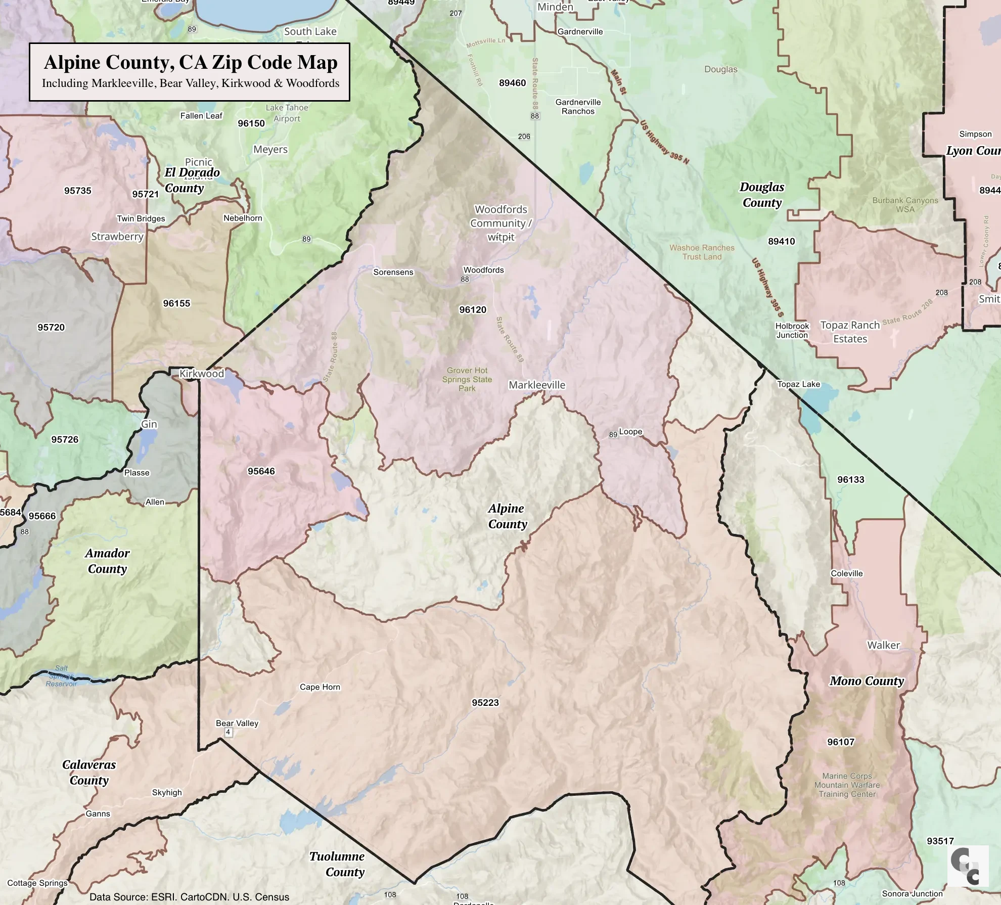 markleeville zip code map