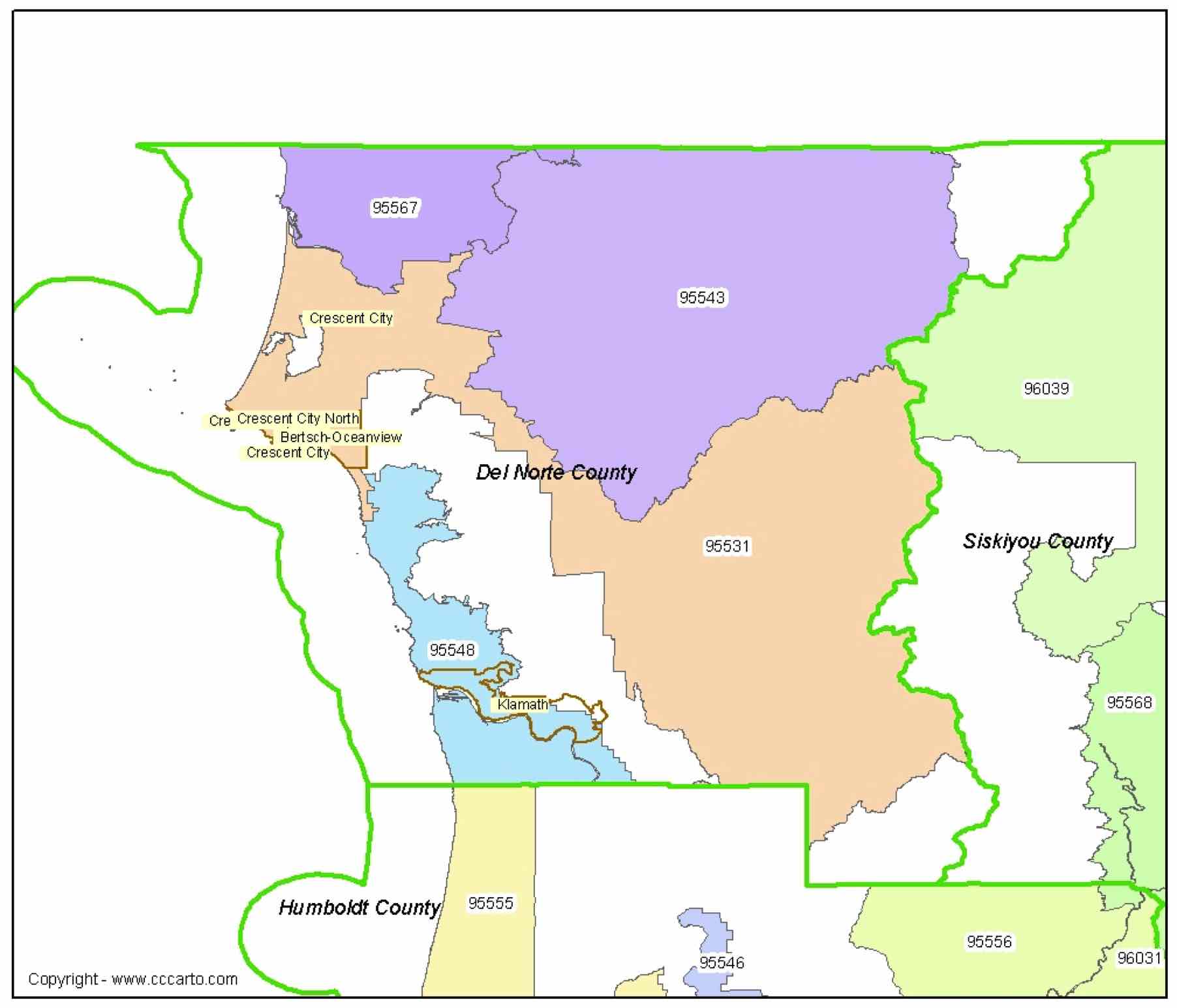 Del Norte County Zip Code Map Crescent City, CA Zip Codes