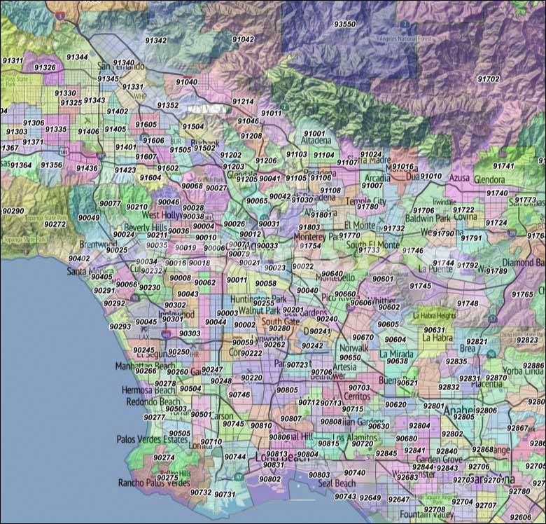 Los Angeles Zip Codes - Los Angeles County Zip Code Boundary Map