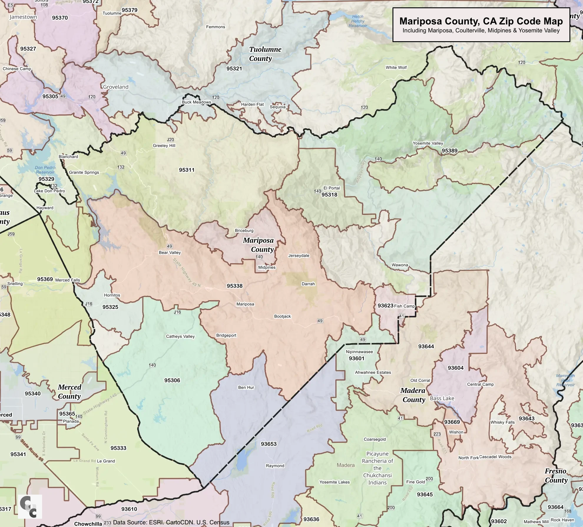 Yosemite Valley zip codes
