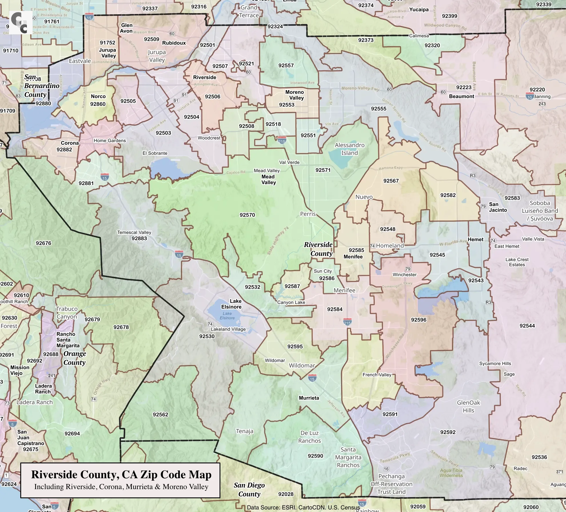 Riverside County Zip Code Map