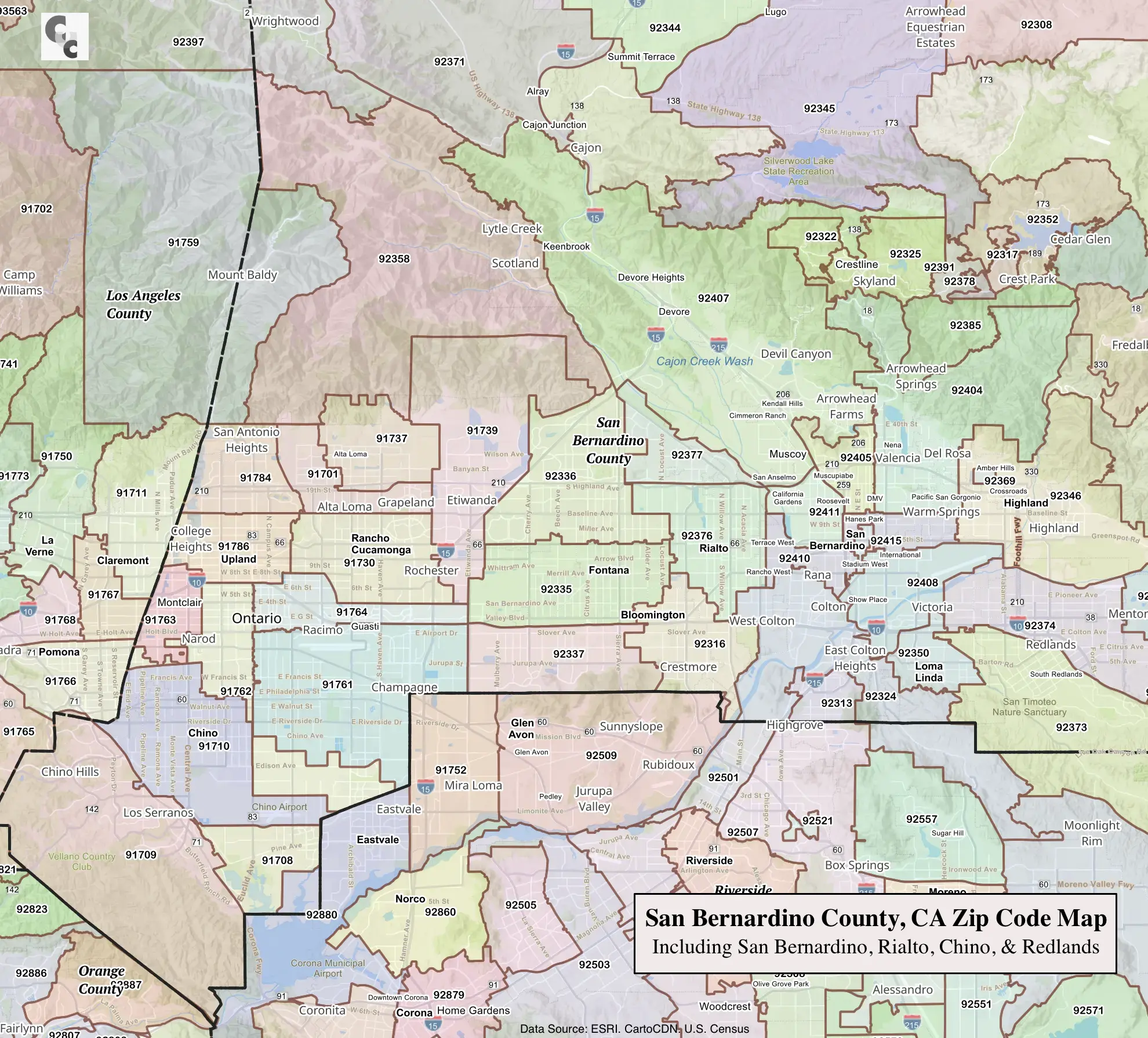 San Bernardino County Zip Code Map