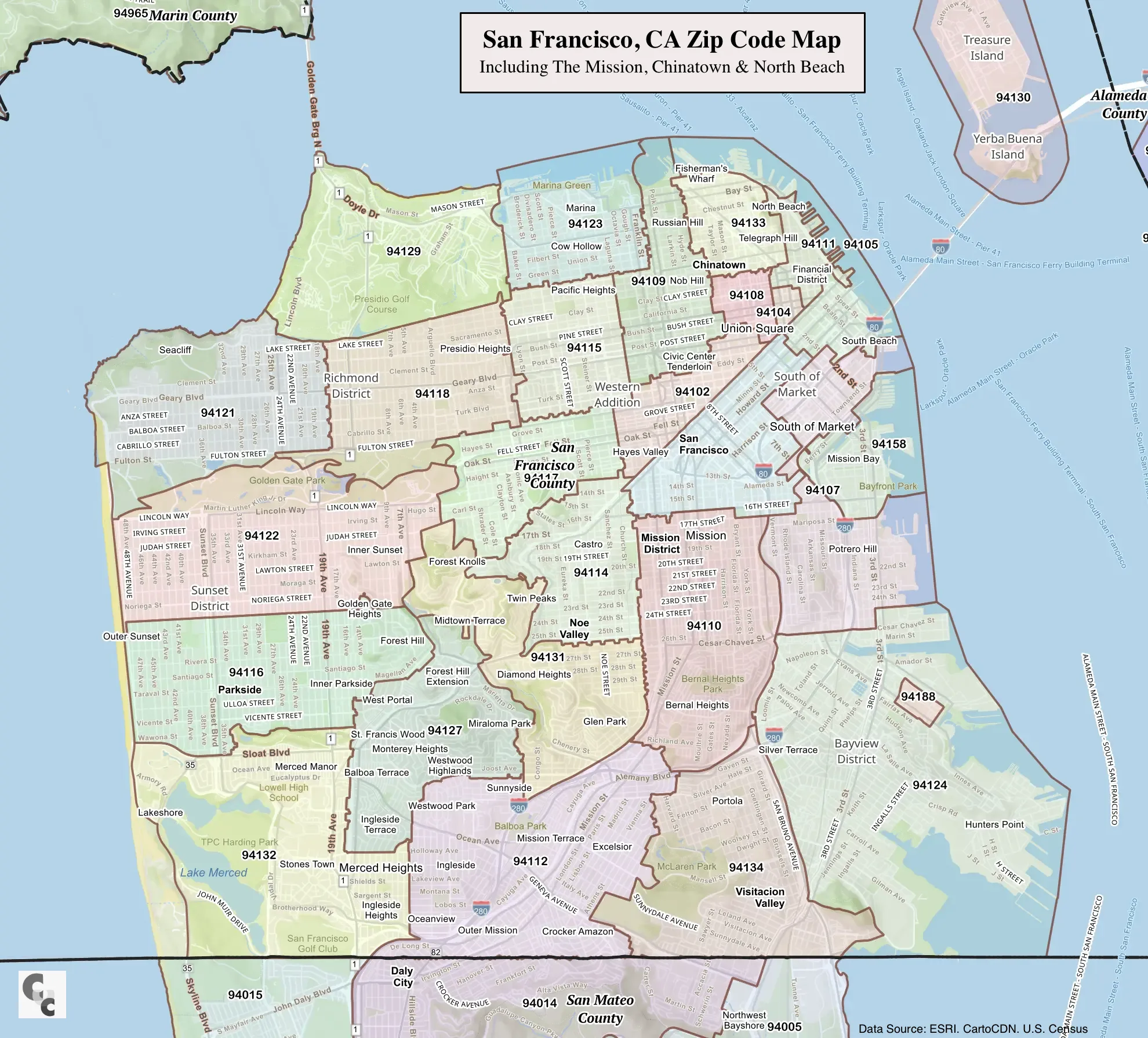 yun.ページ San Francisco Zip Codes - San Francisco Co, CA Zip Code Map