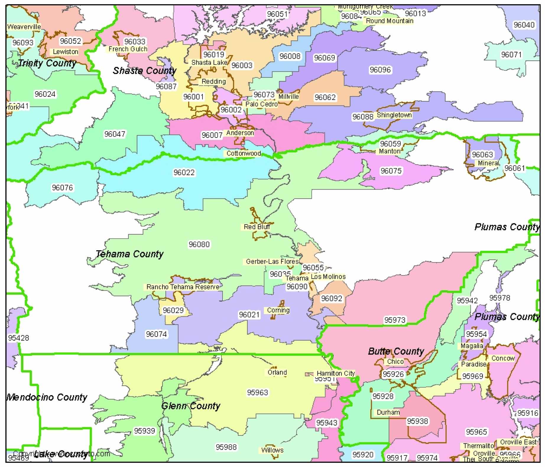 Tehama County Zip Code Map Tehama, CA Zip Codes