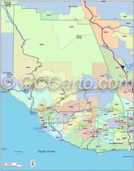 Ventura Ca Zip Codes Ventura County Zip Code Boundary Map