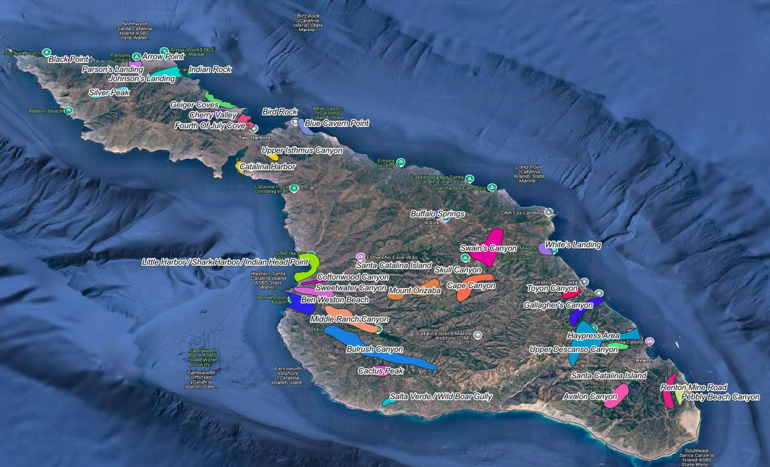 Catalina Island's SEA Regions Map