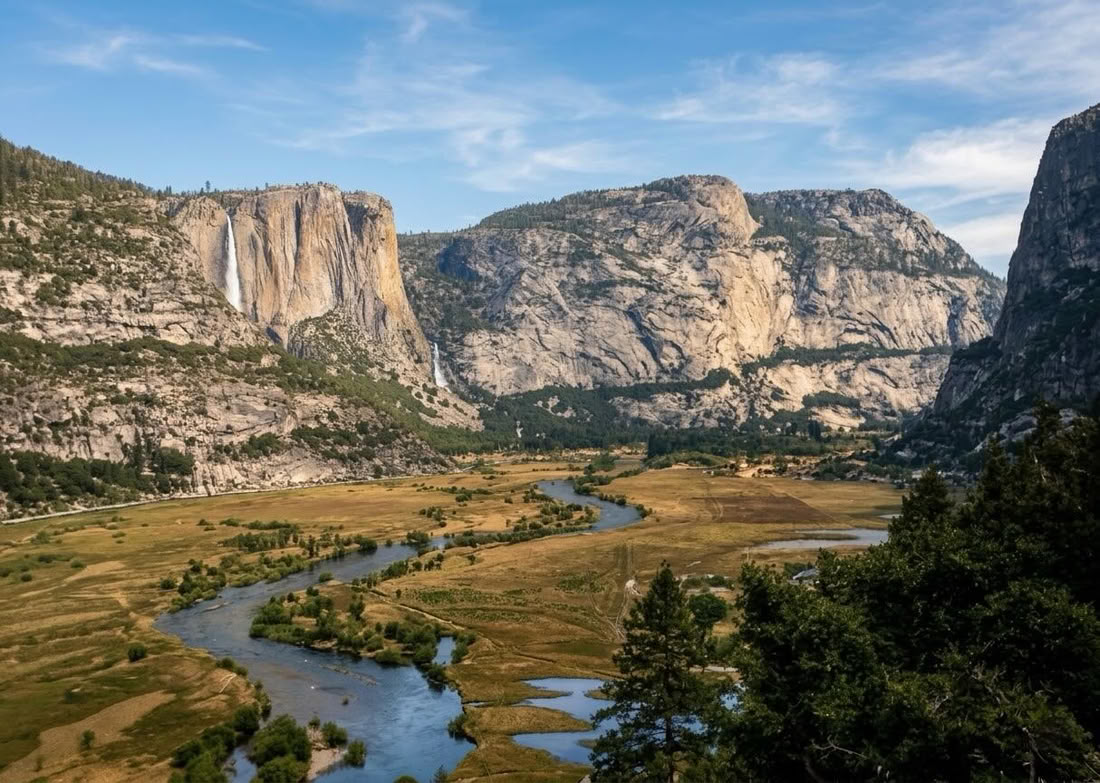 Overview of Hetch Hetchy Valley meadows and floor pre 1920s