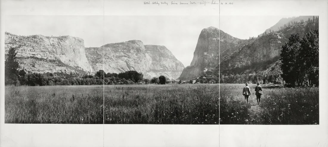 Overview of Hetch Hetchy Valley meadows and floor early 1900s