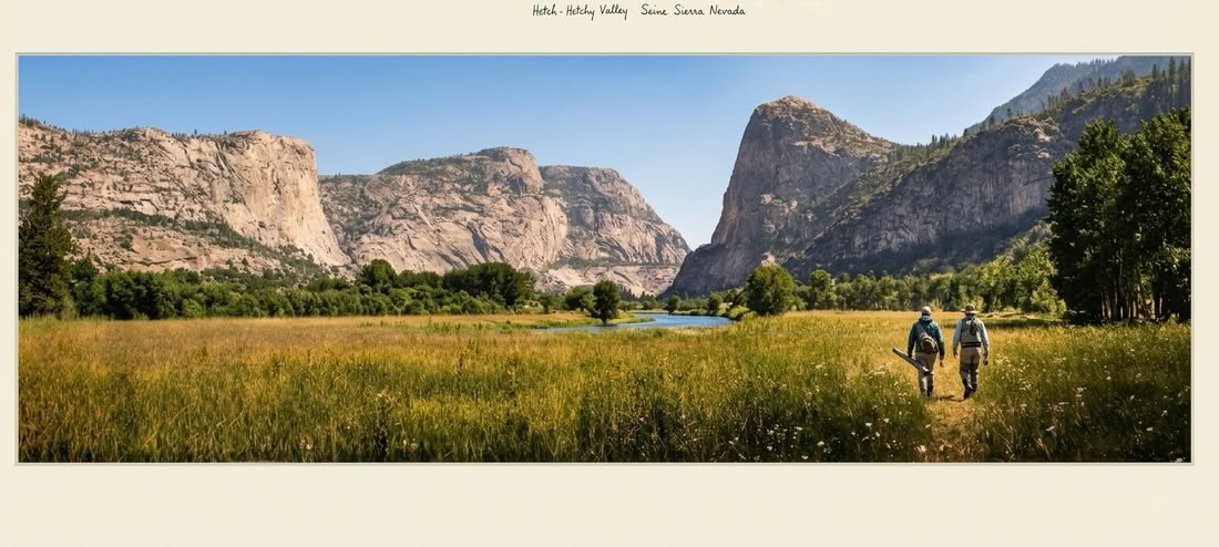 Fly fisherman fishing Hetch Hetchy's restored Tuolumne River
