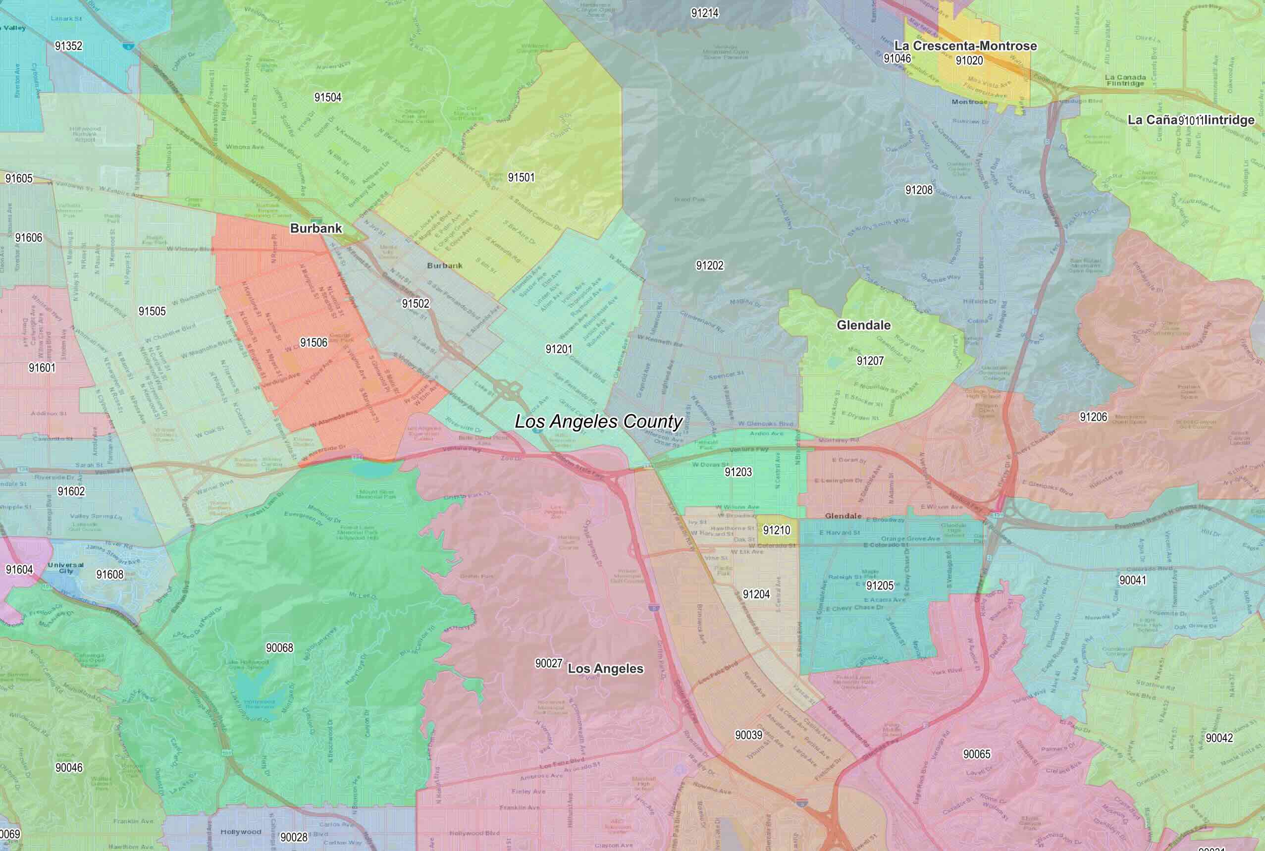 los angeles county zip codes glendale