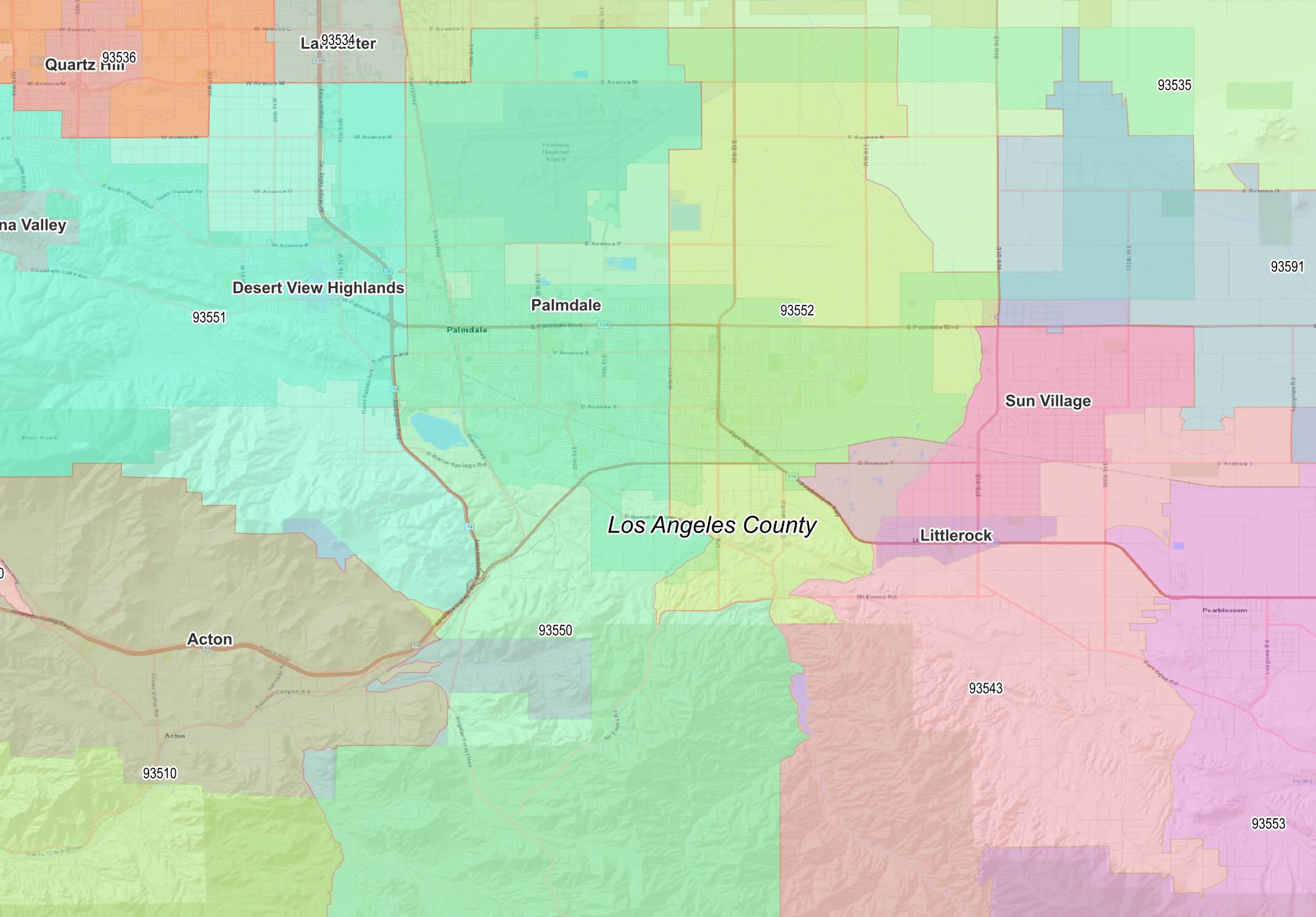 los angeles county zip codes palmdale