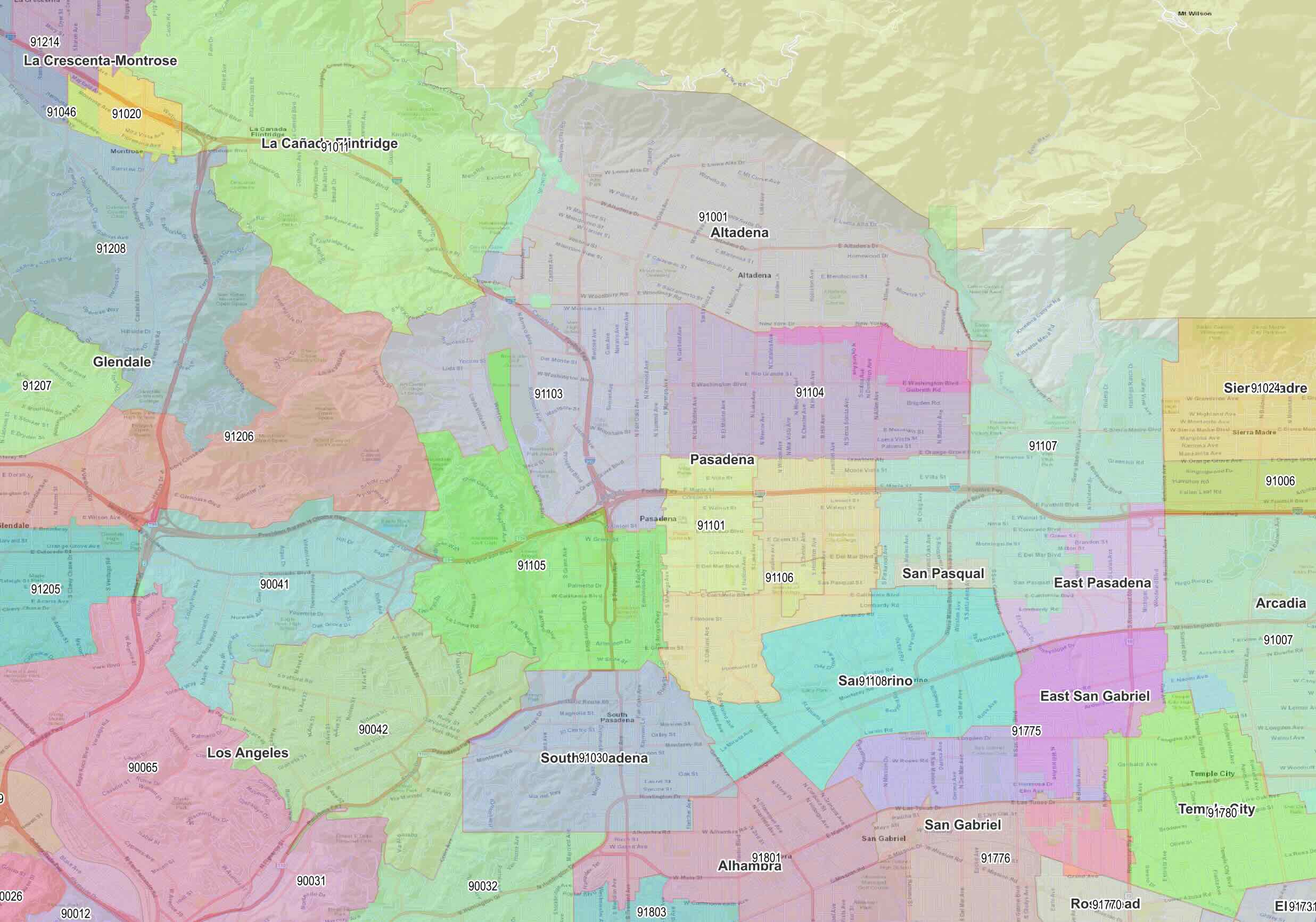 los angeles county zip codes pasadena