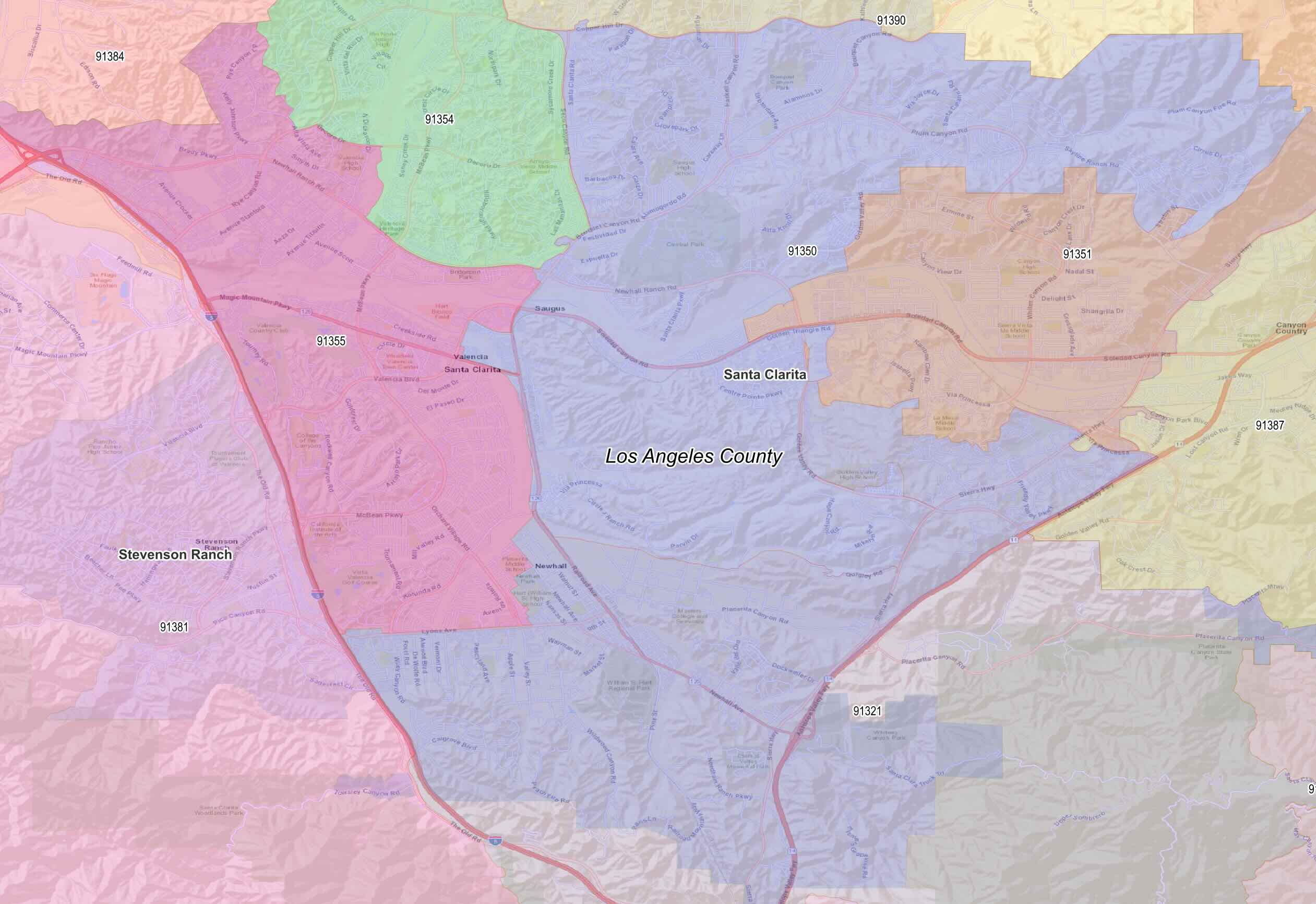 los angeles county zip codes santa clarita