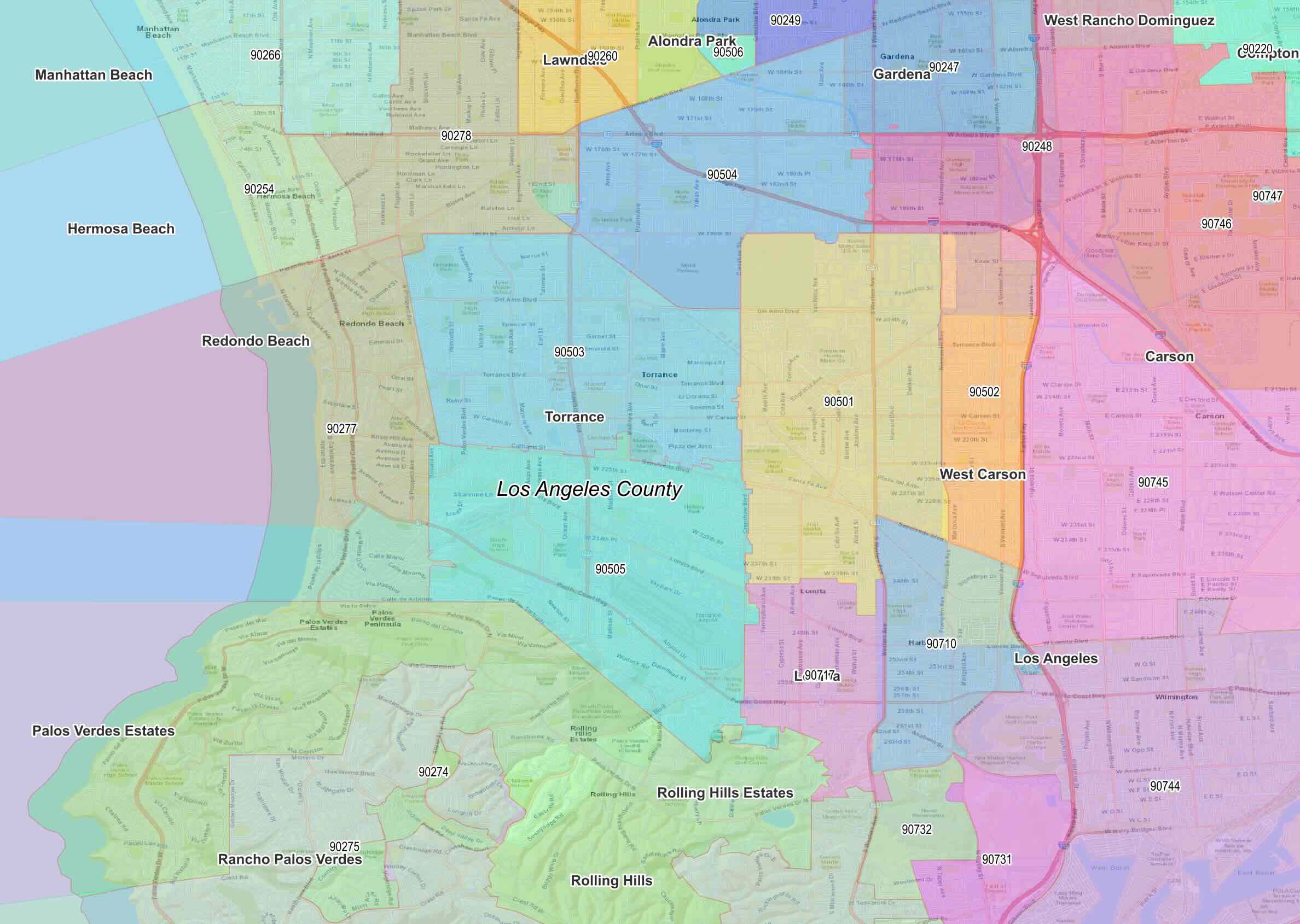 los angeles county zip codes torrance