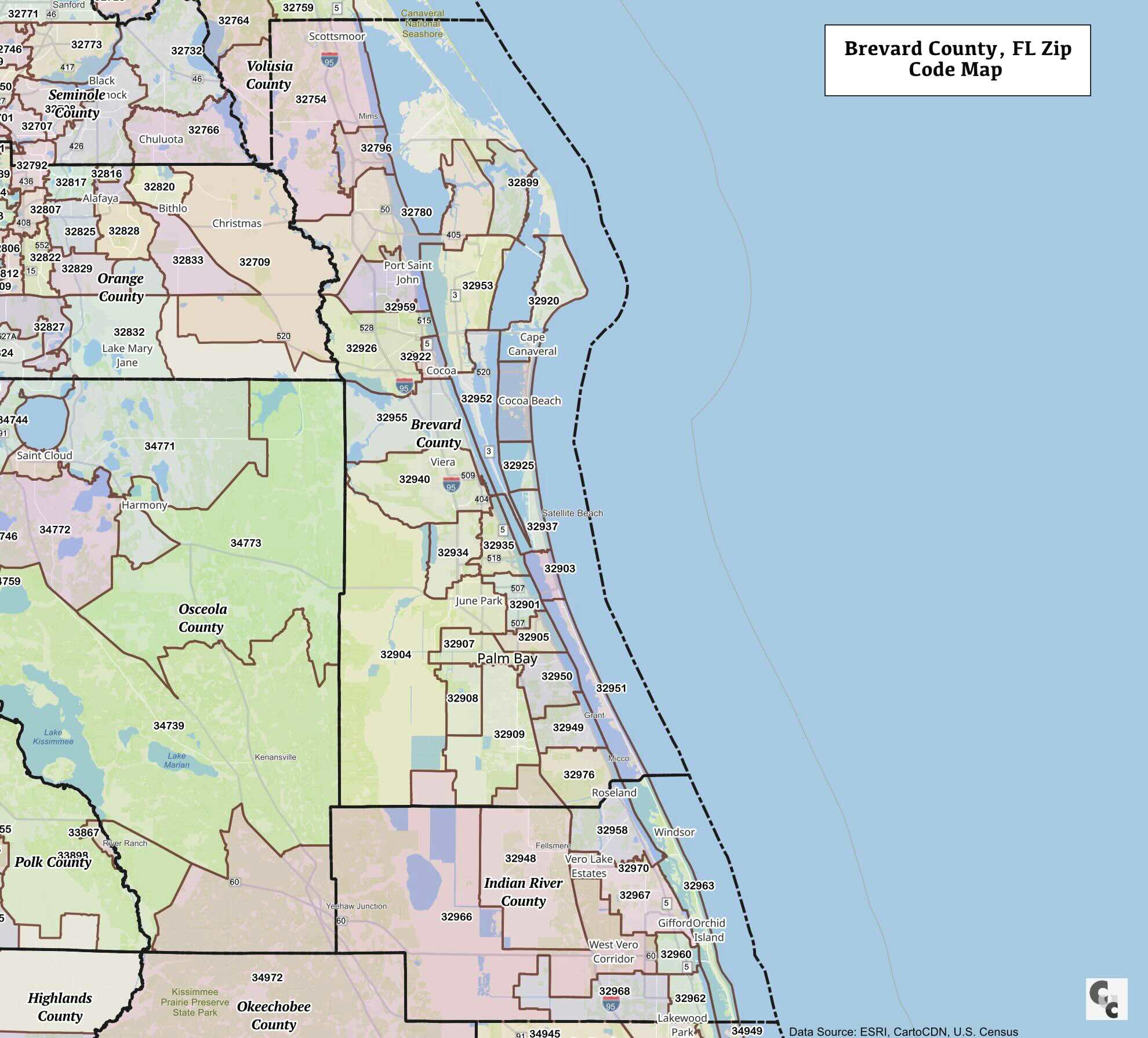 Melbourne Fl Zip Code Map