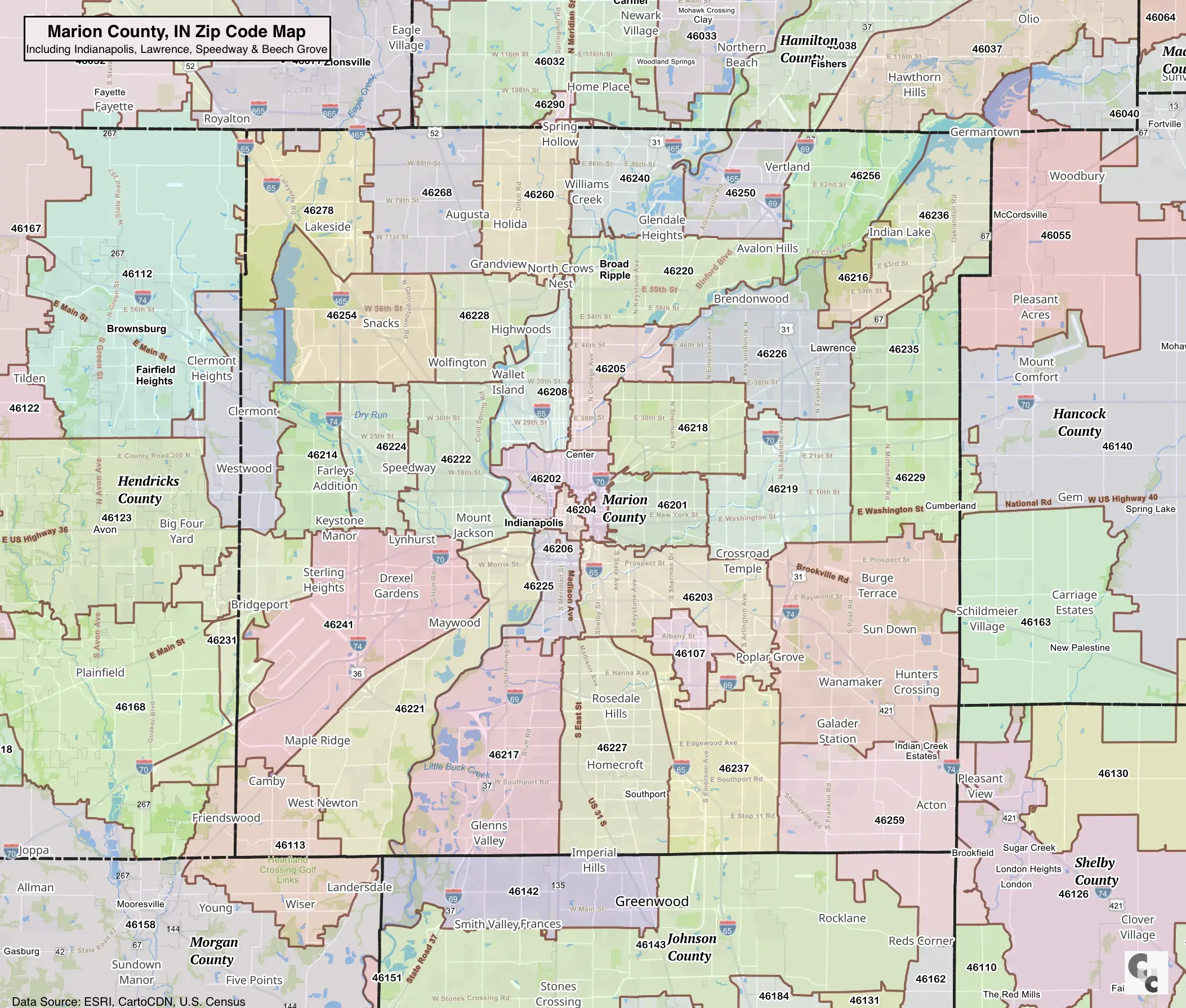 Indianapolis Zip Code Map