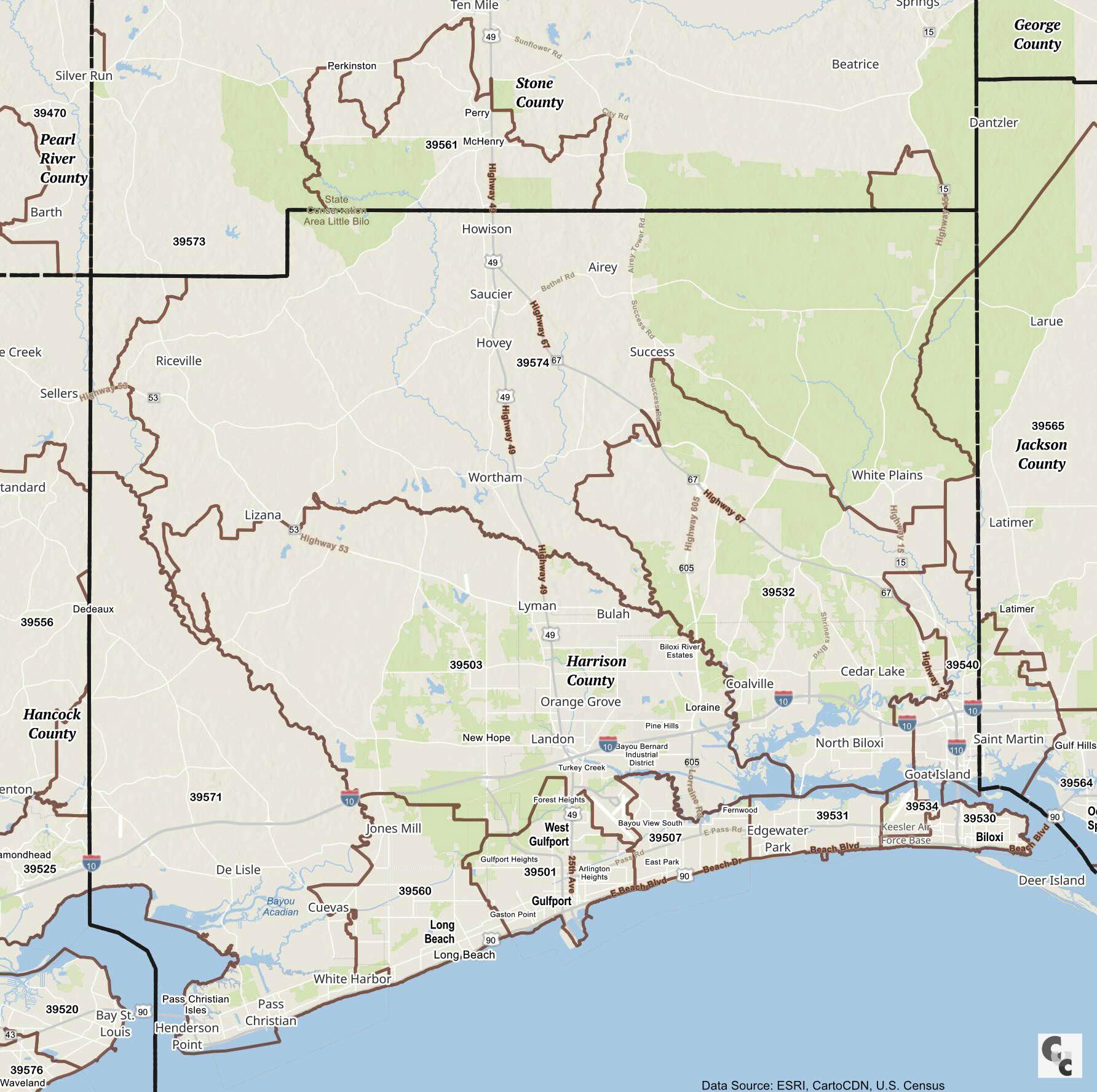Gulfport Mississippi Zip Code Map