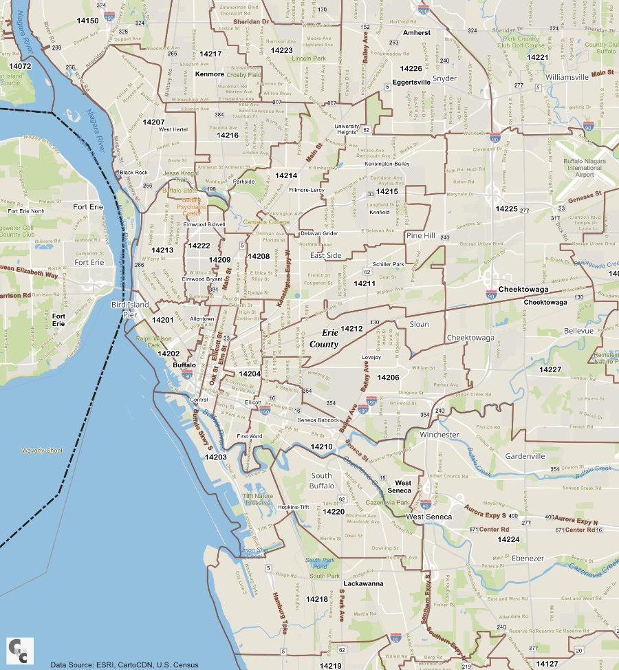 Buffalo, NY Zip Code Map
