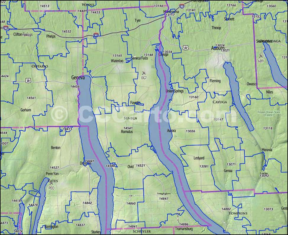 Seneca County, NY Zip Code Map