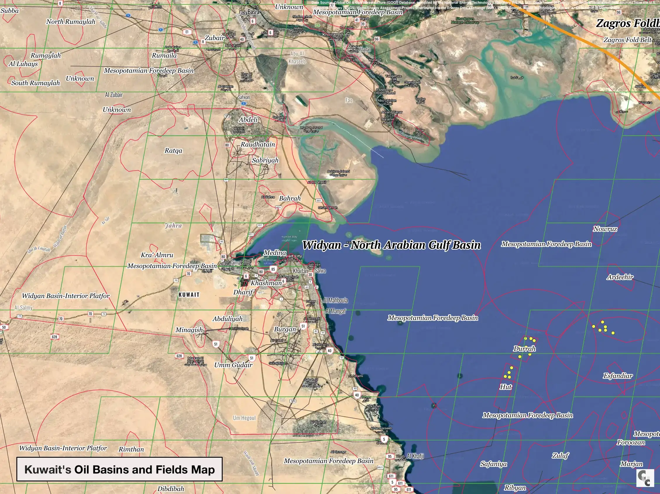 Kuwait Oil Fields Map