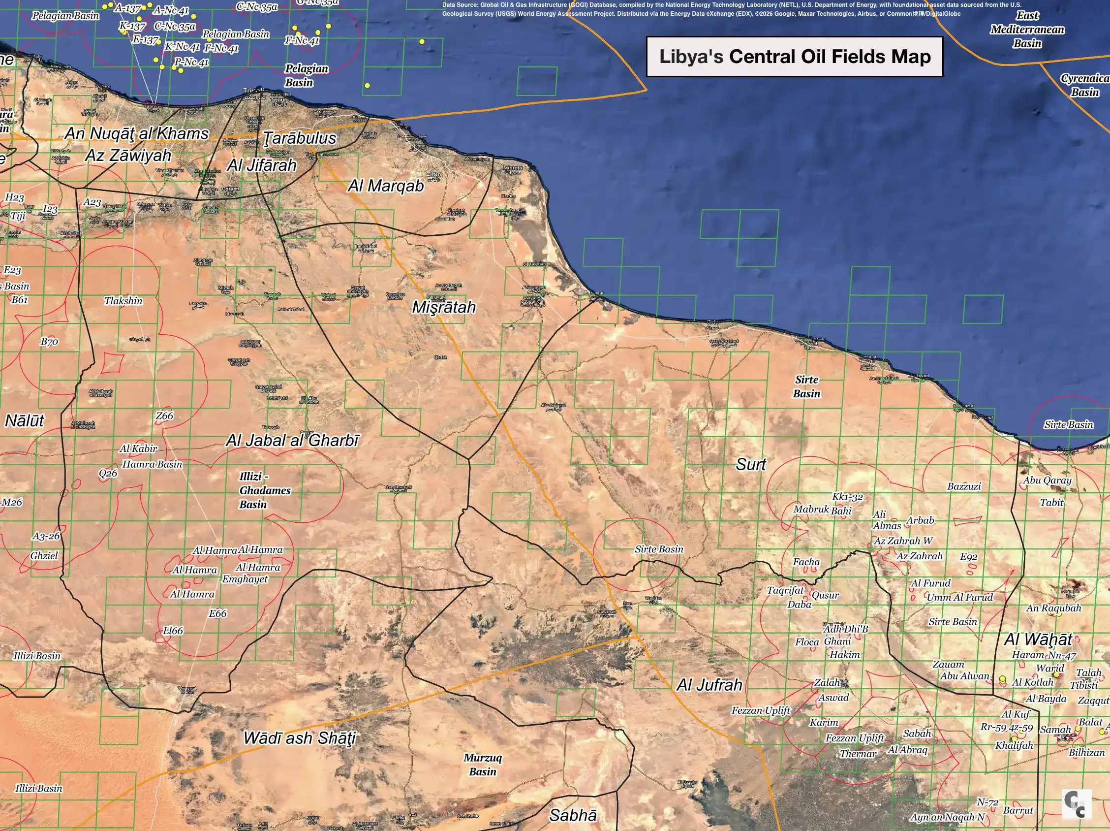 Libya Central Oil Fields Map