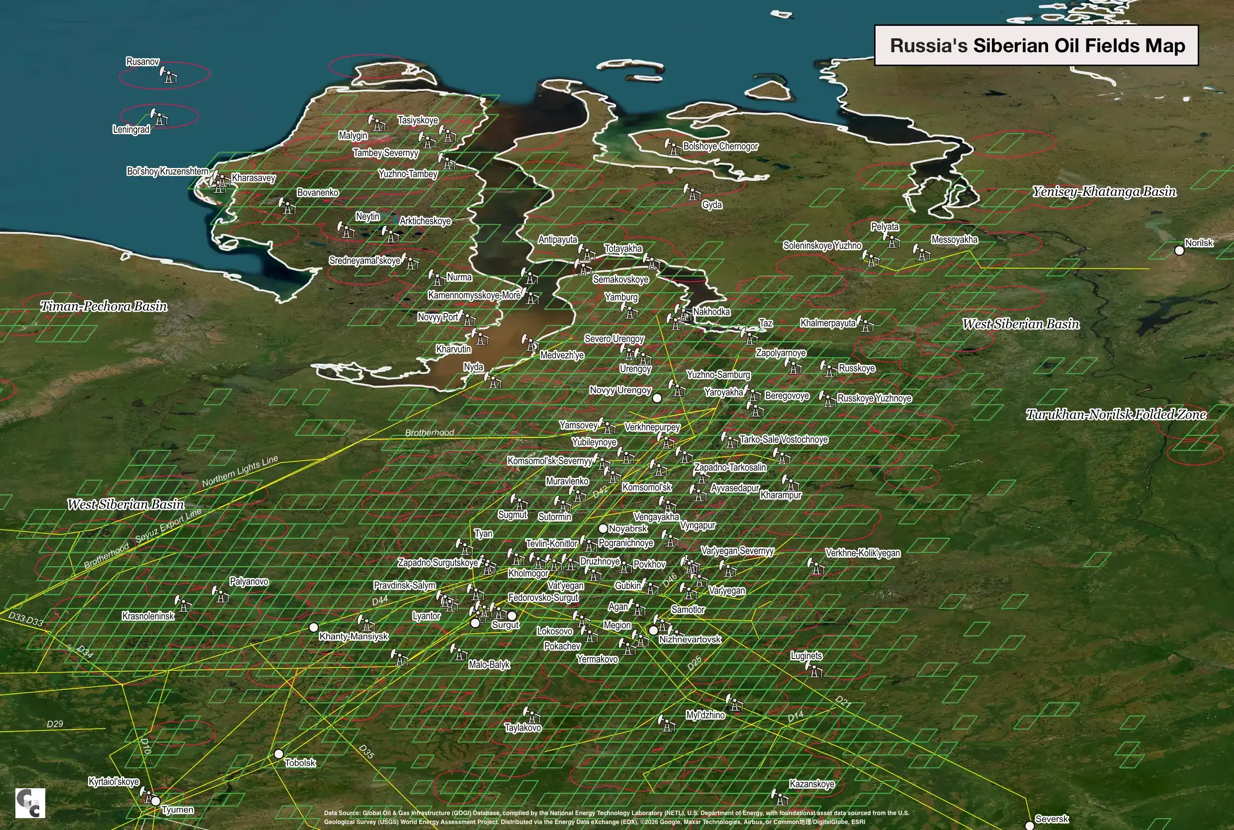 Russia's Siberian oil fields map