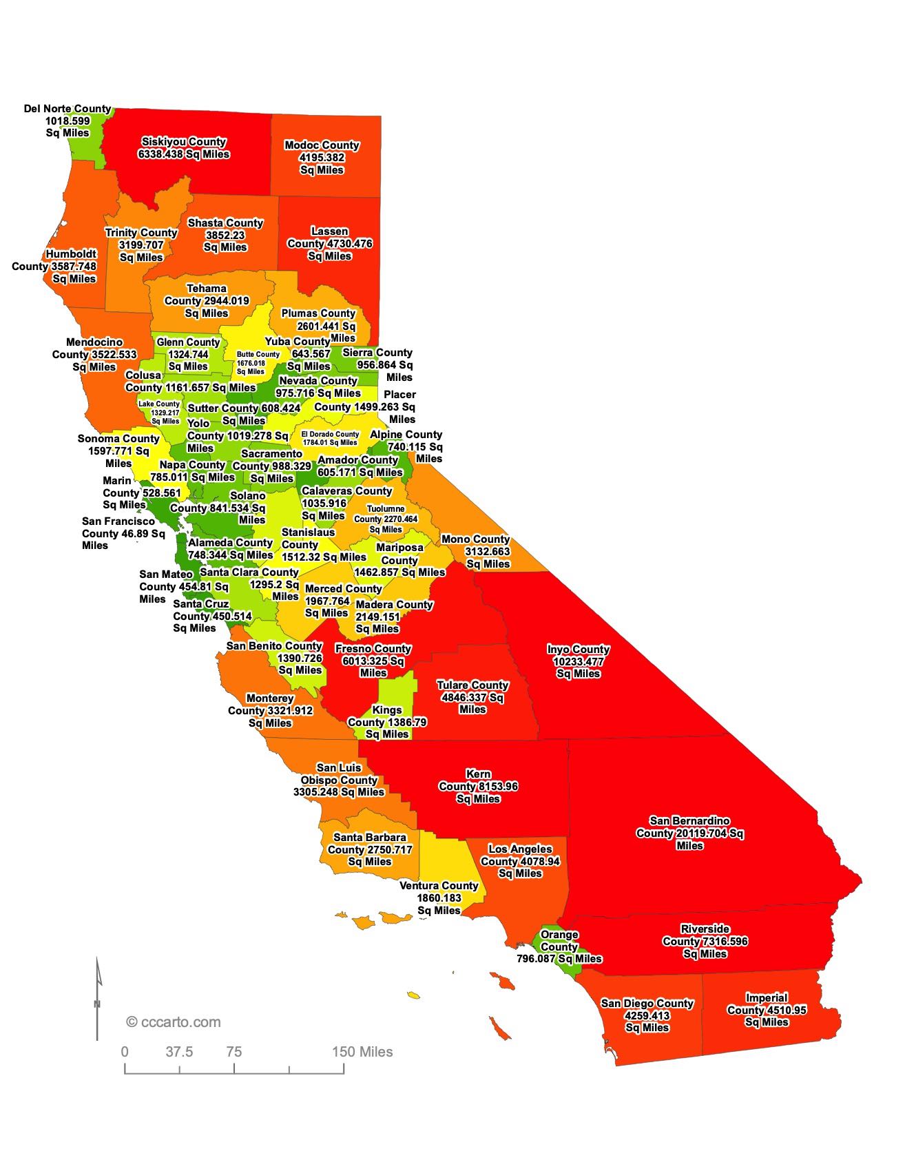 California County Sizes Map