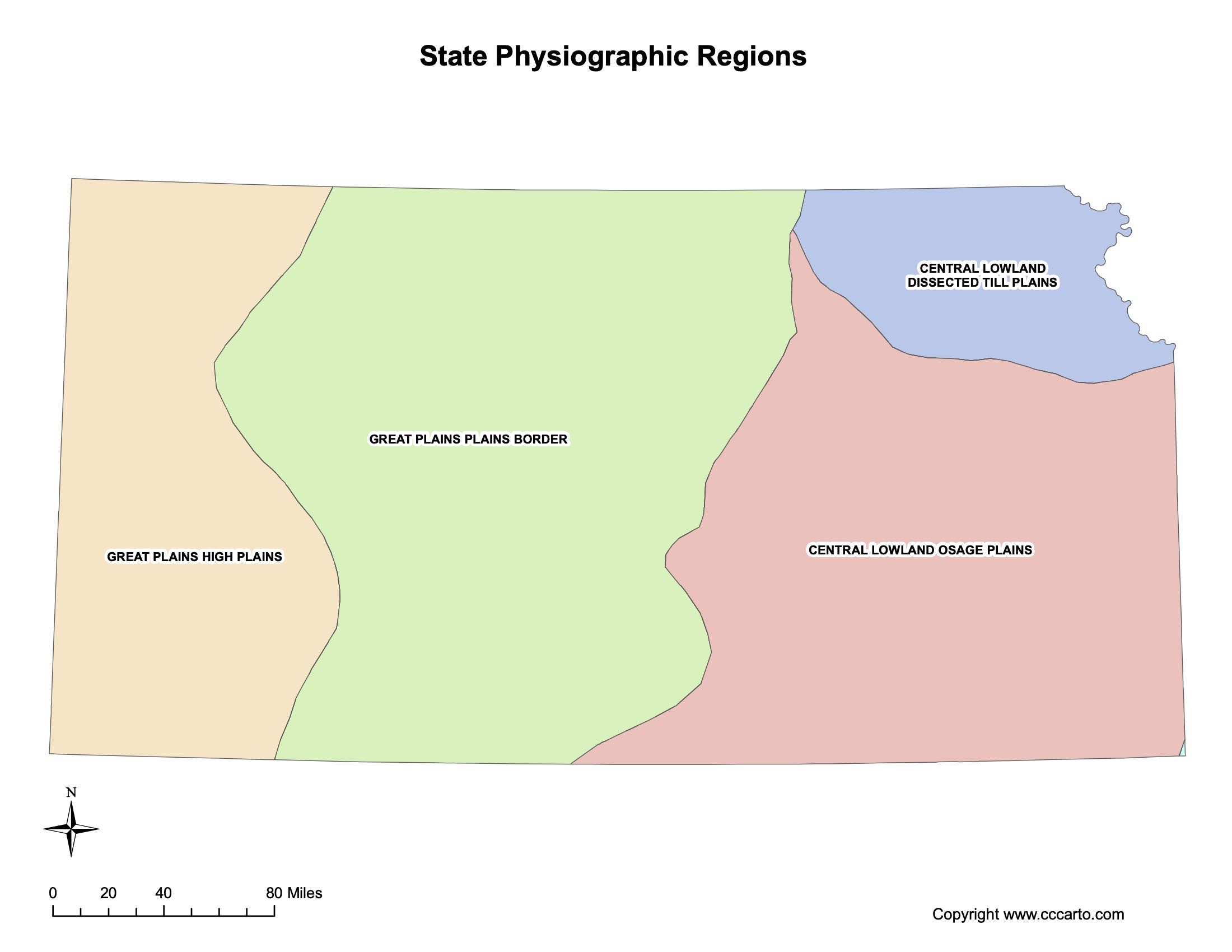 Kansas Physiographic Regions Map