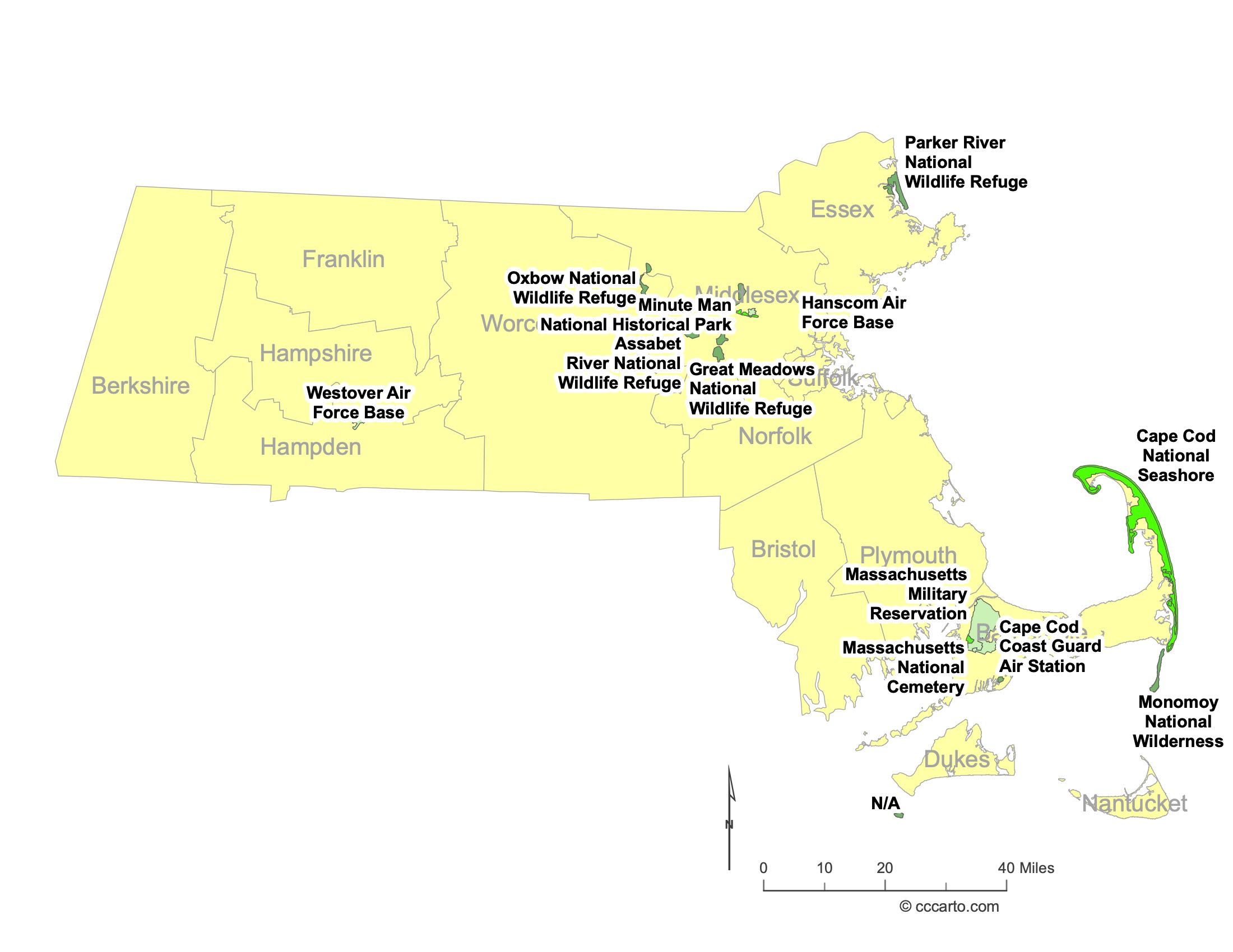 Massachusetts Federal Lands Map