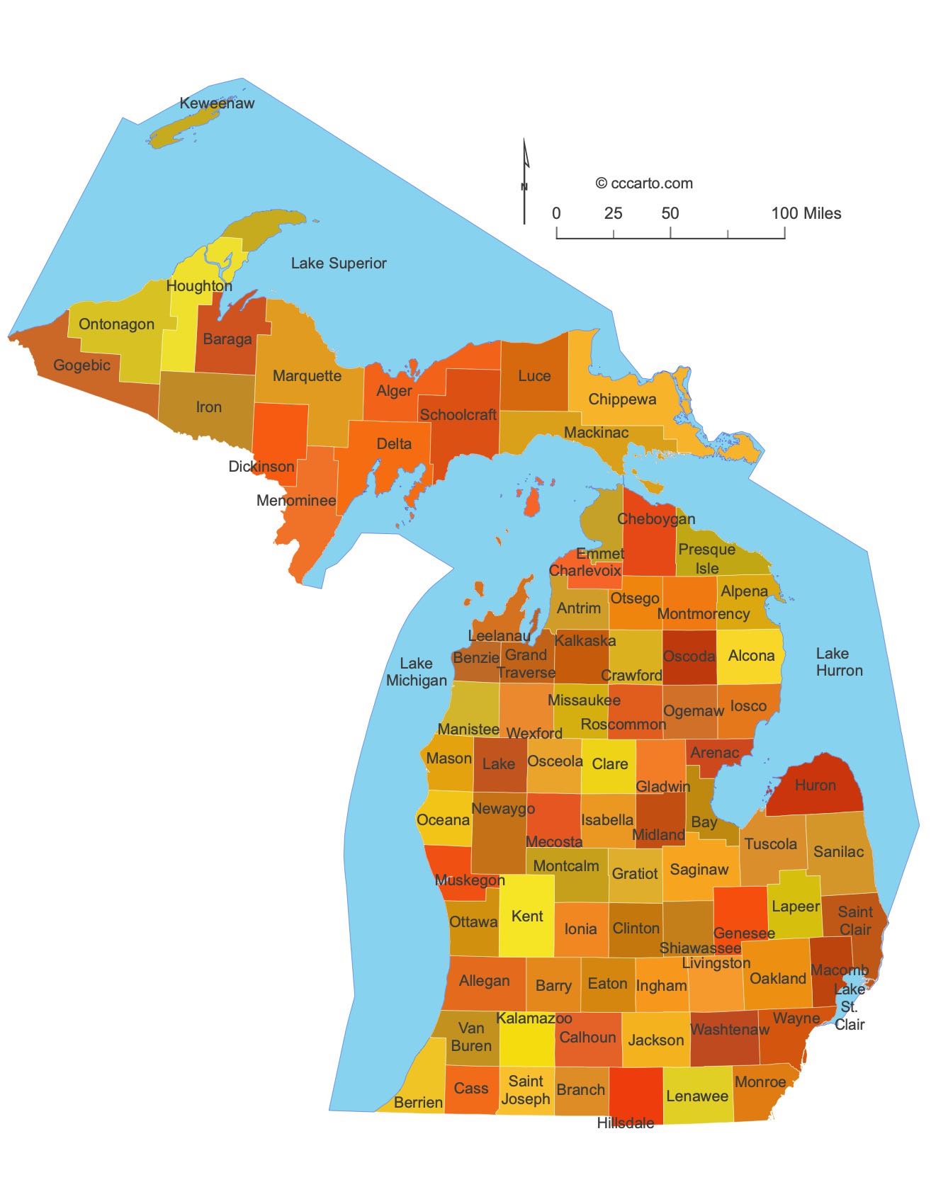 Michigan County Map