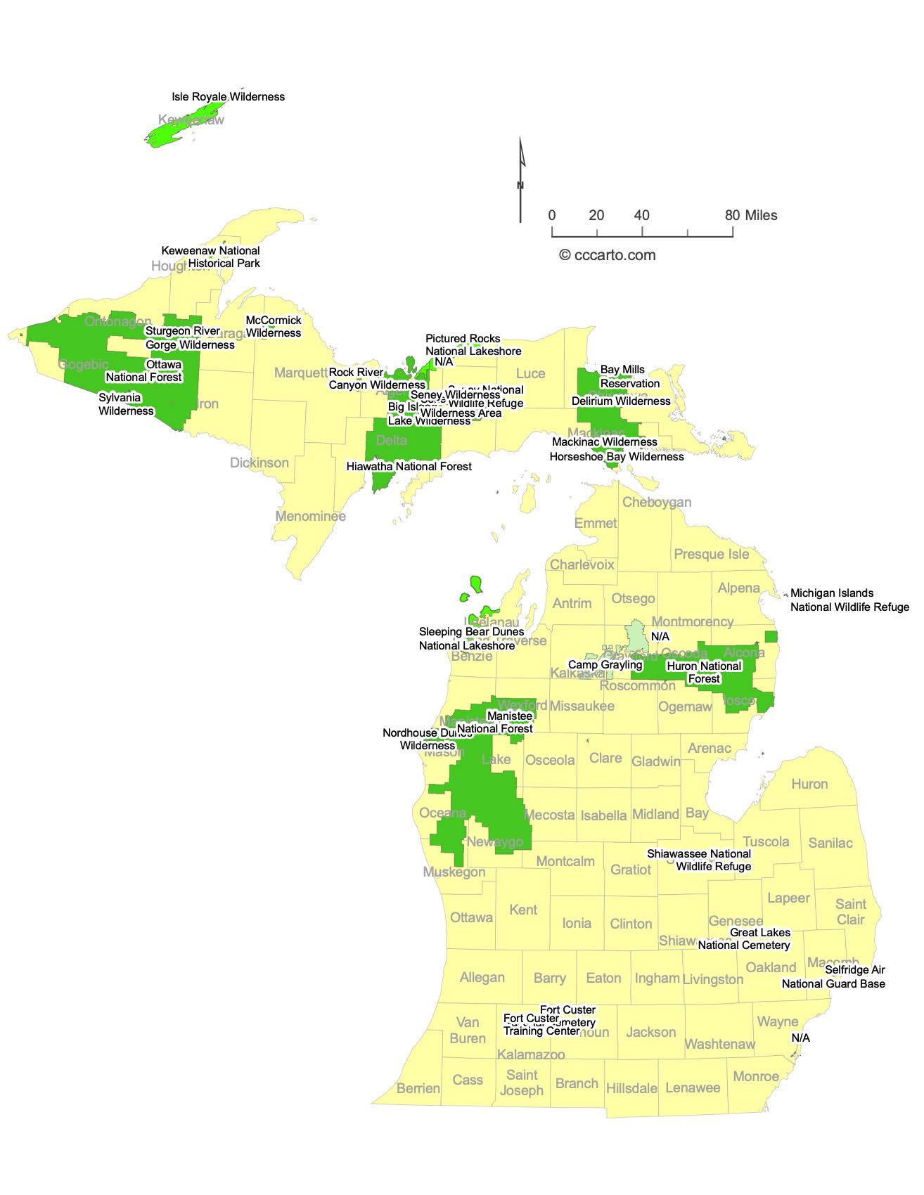 Michigan Federal Lands Map