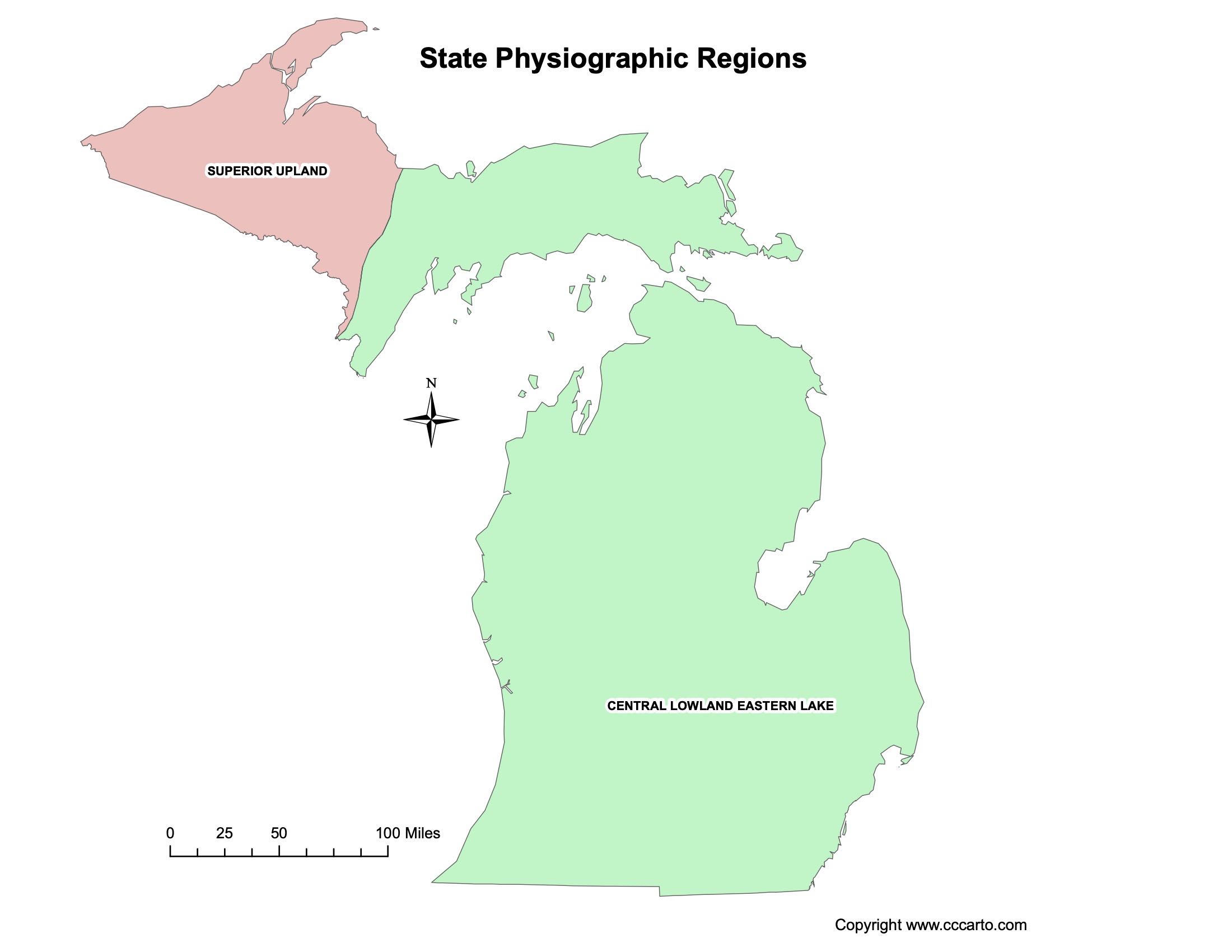 Michigan Physiographic Regions Map
