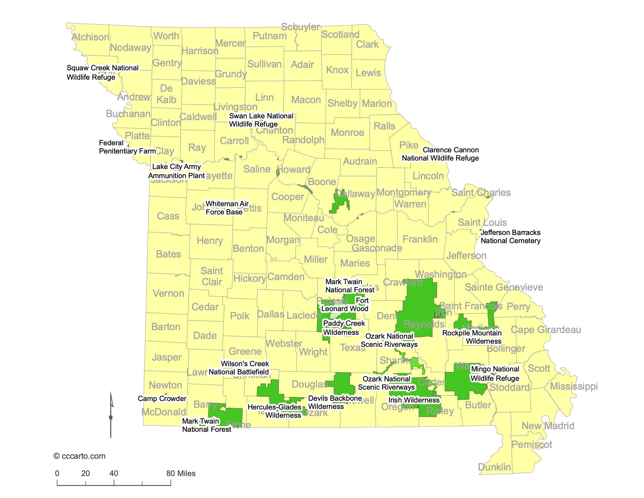 Missouri Federal Lands Map