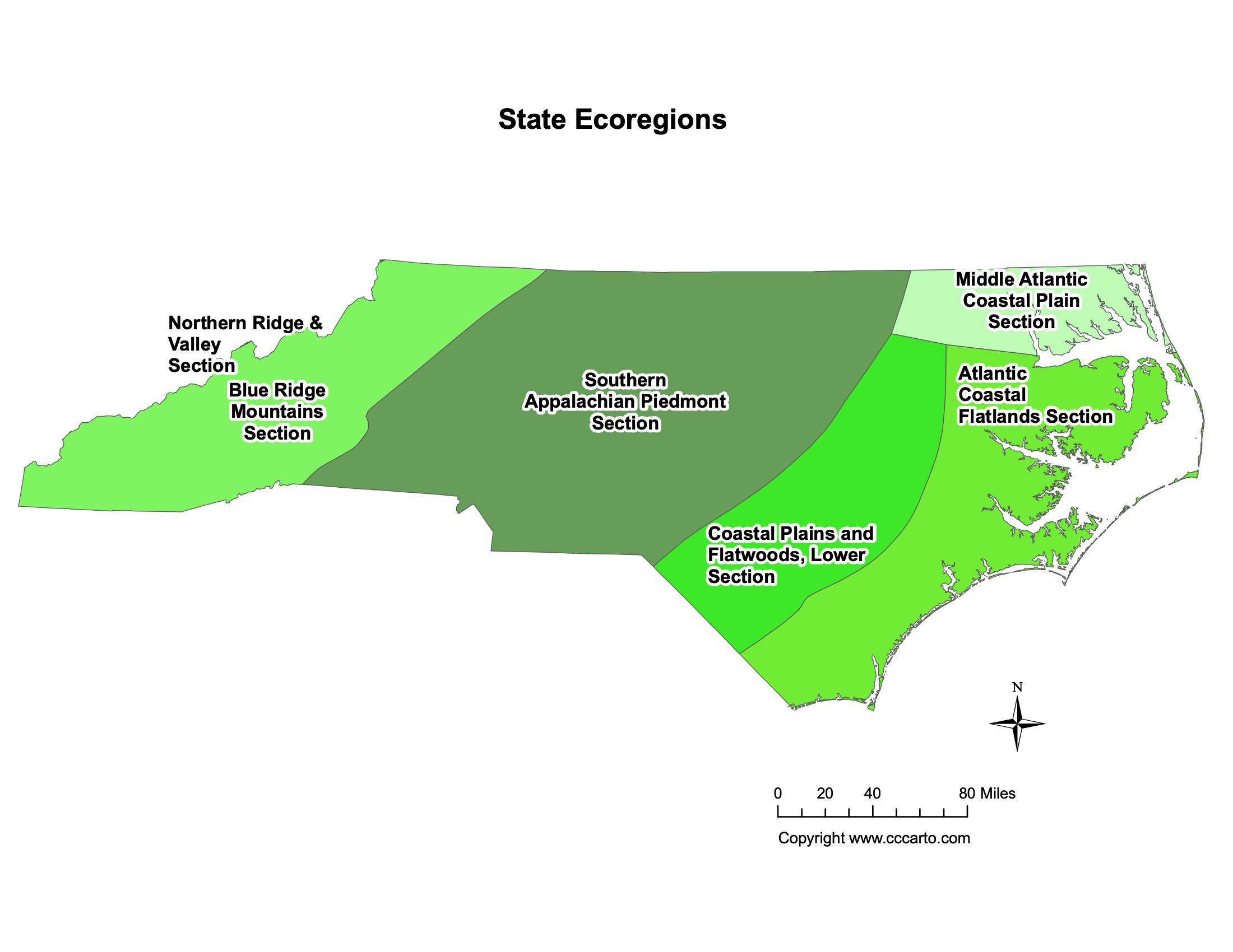 North Carolina Ecoregions Map