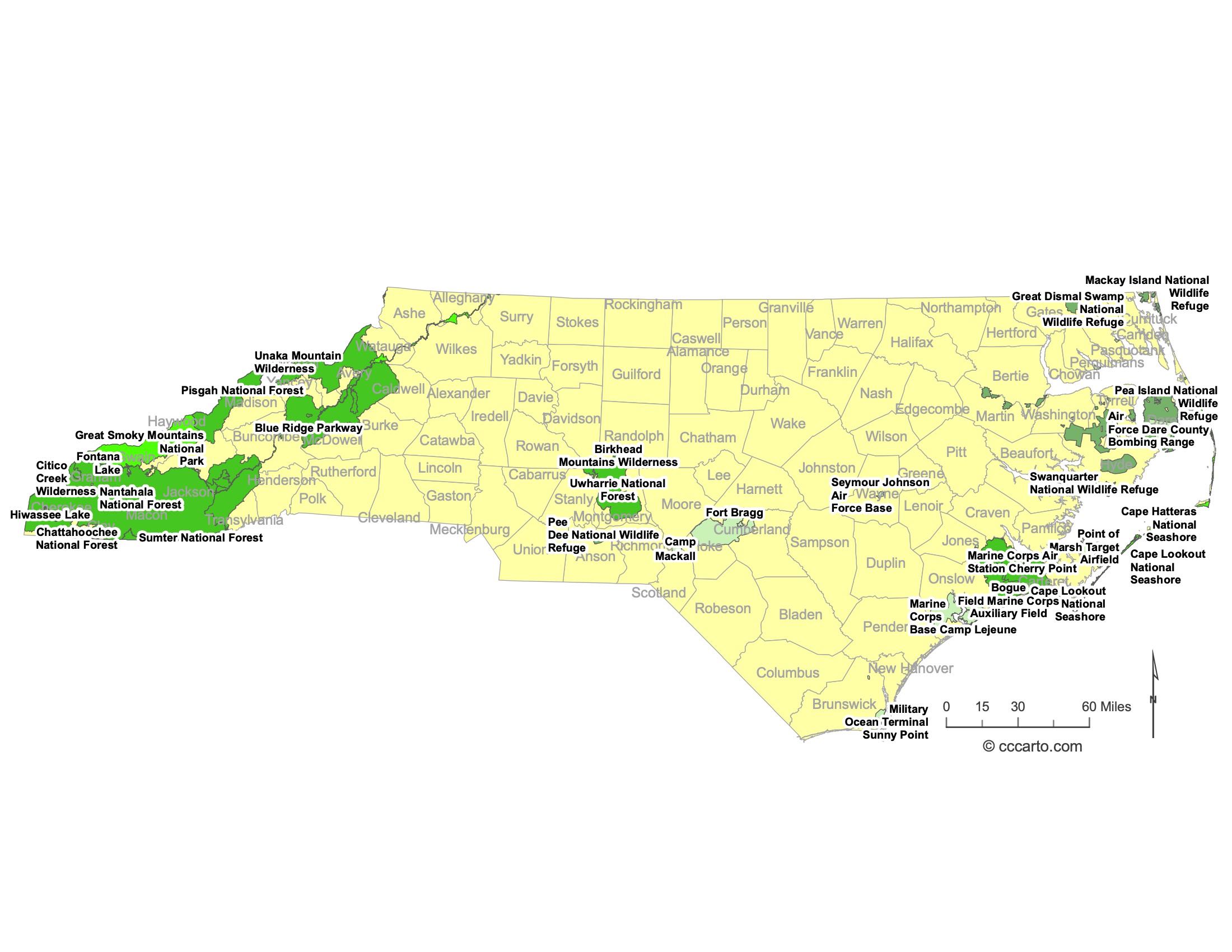 North Carolina Federal Lands Map