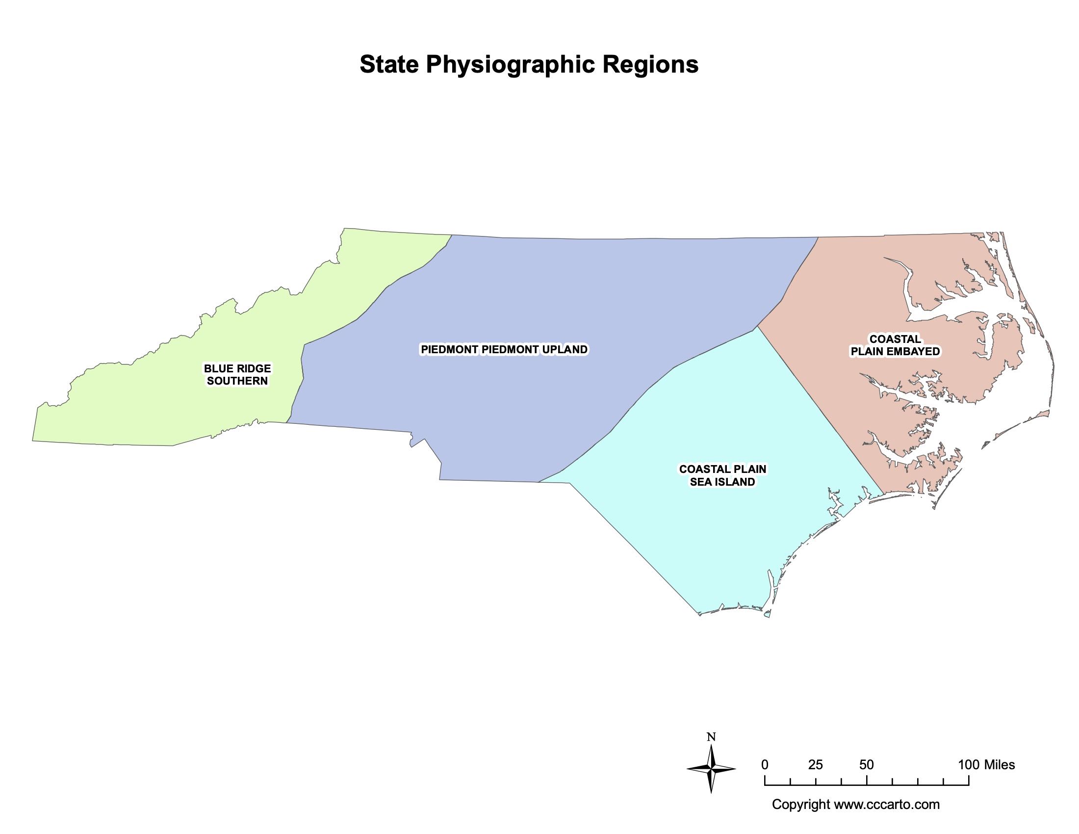 North Carolina Physiographic Regions Map