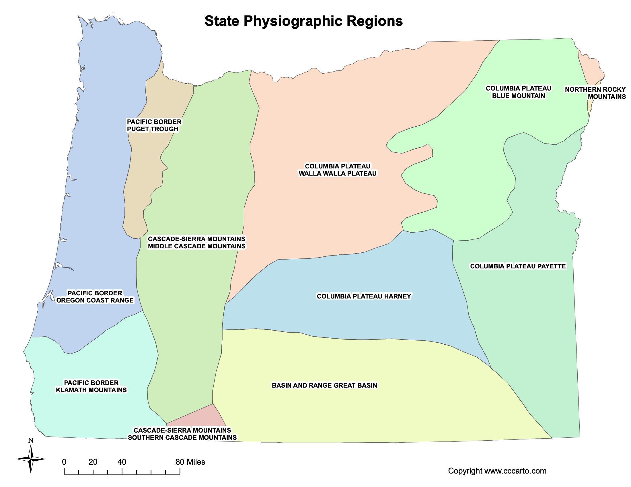 Oregon Physiographic Map