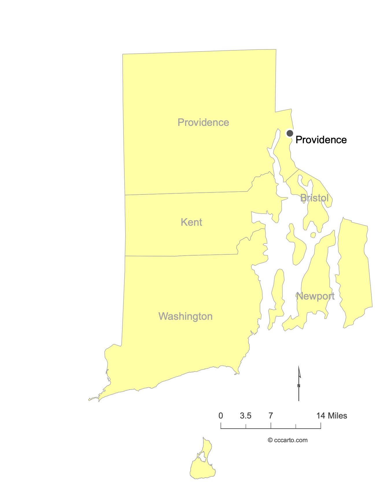 Rhode Island Major Cities Map