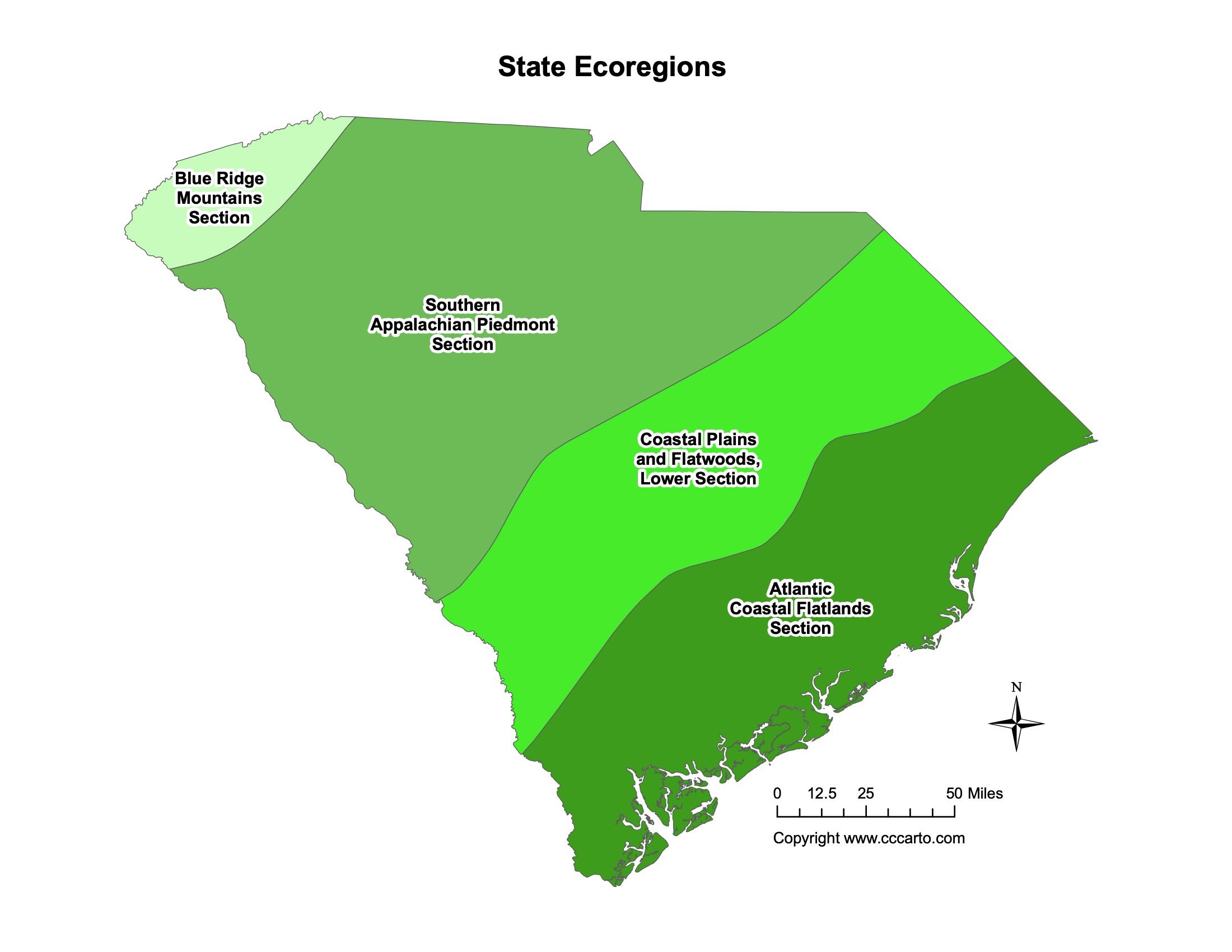 South Carolina Ecoregions Map
