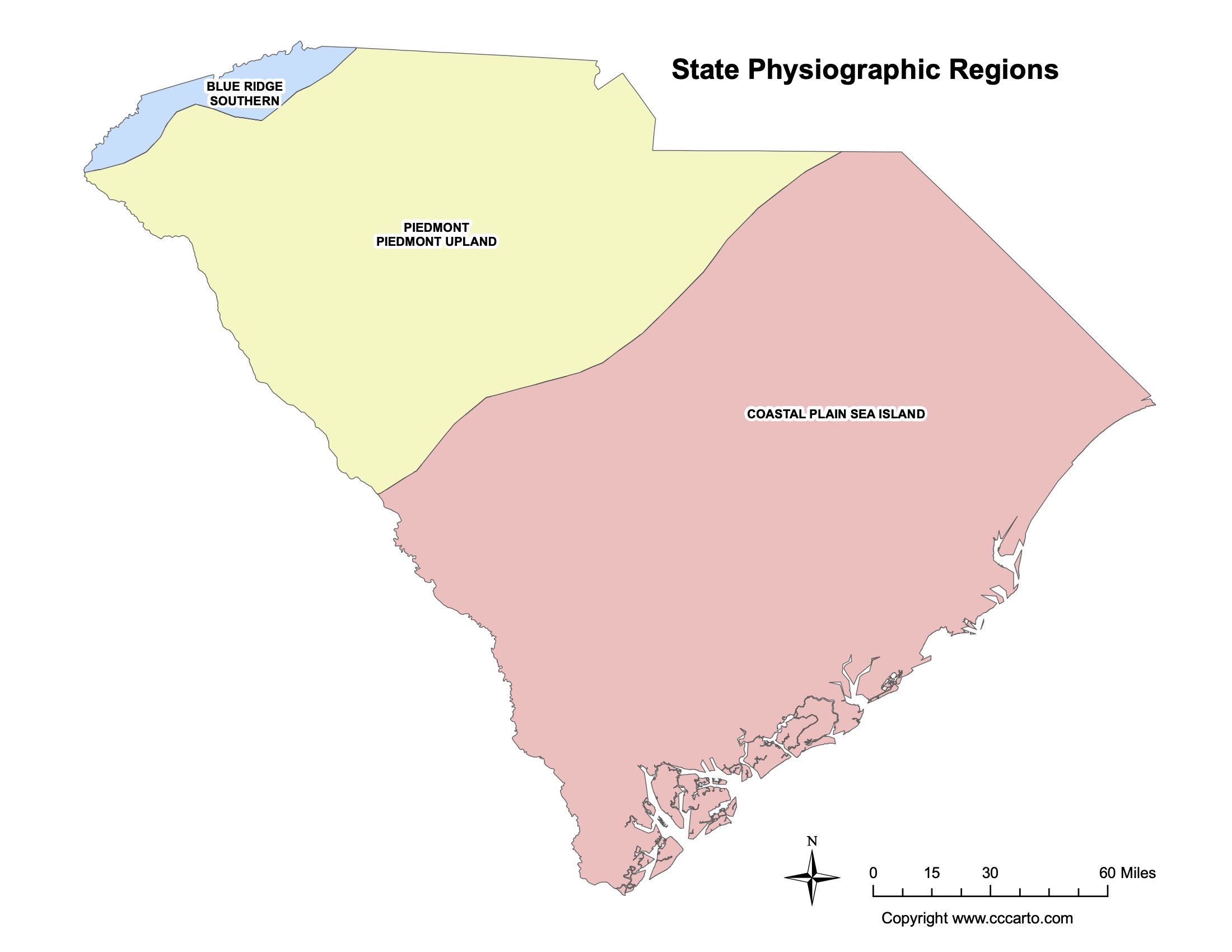 South Carolina Physiographic Map