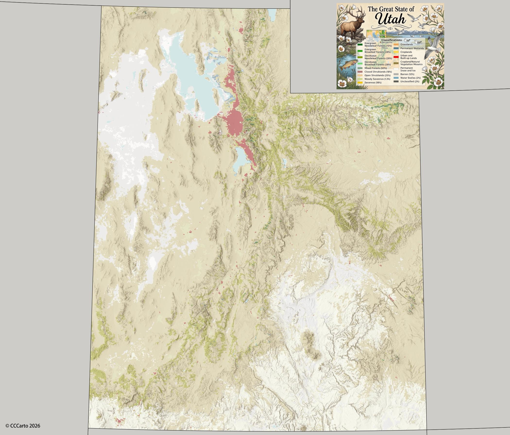 Utah State Shaded Map