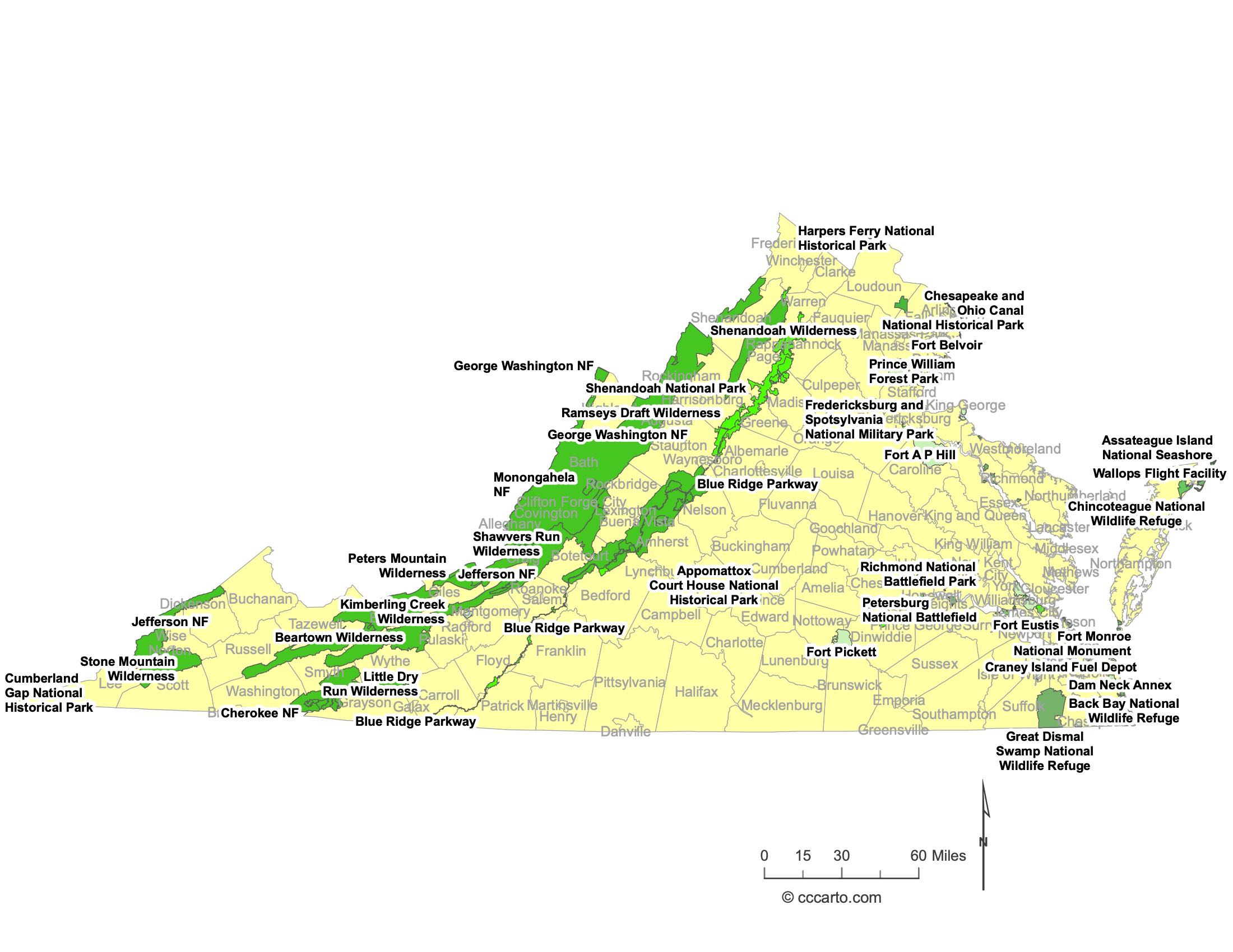 Virginia Federal Lands Map