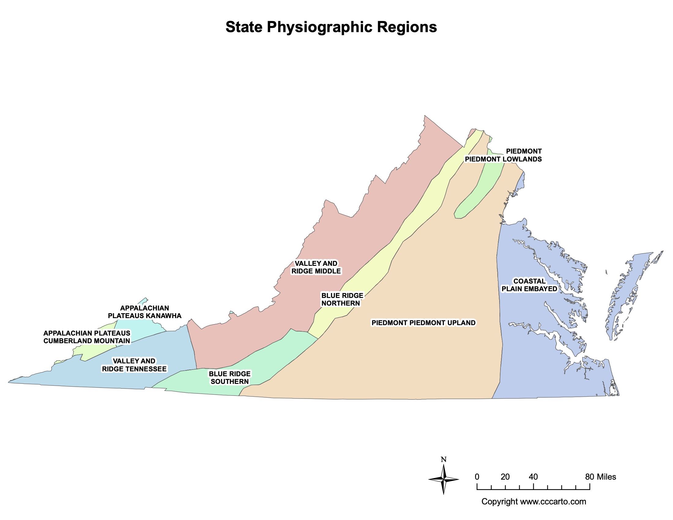 Virginia Physiographic Regions Map