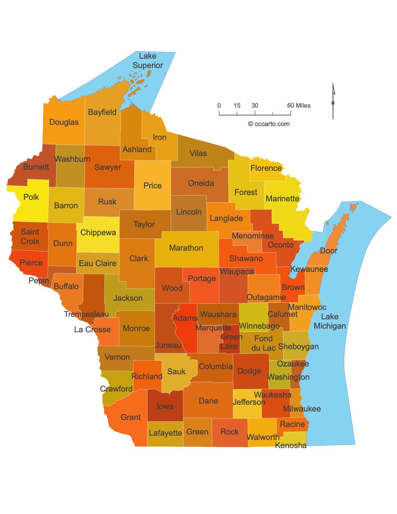 Wisconsin County Map