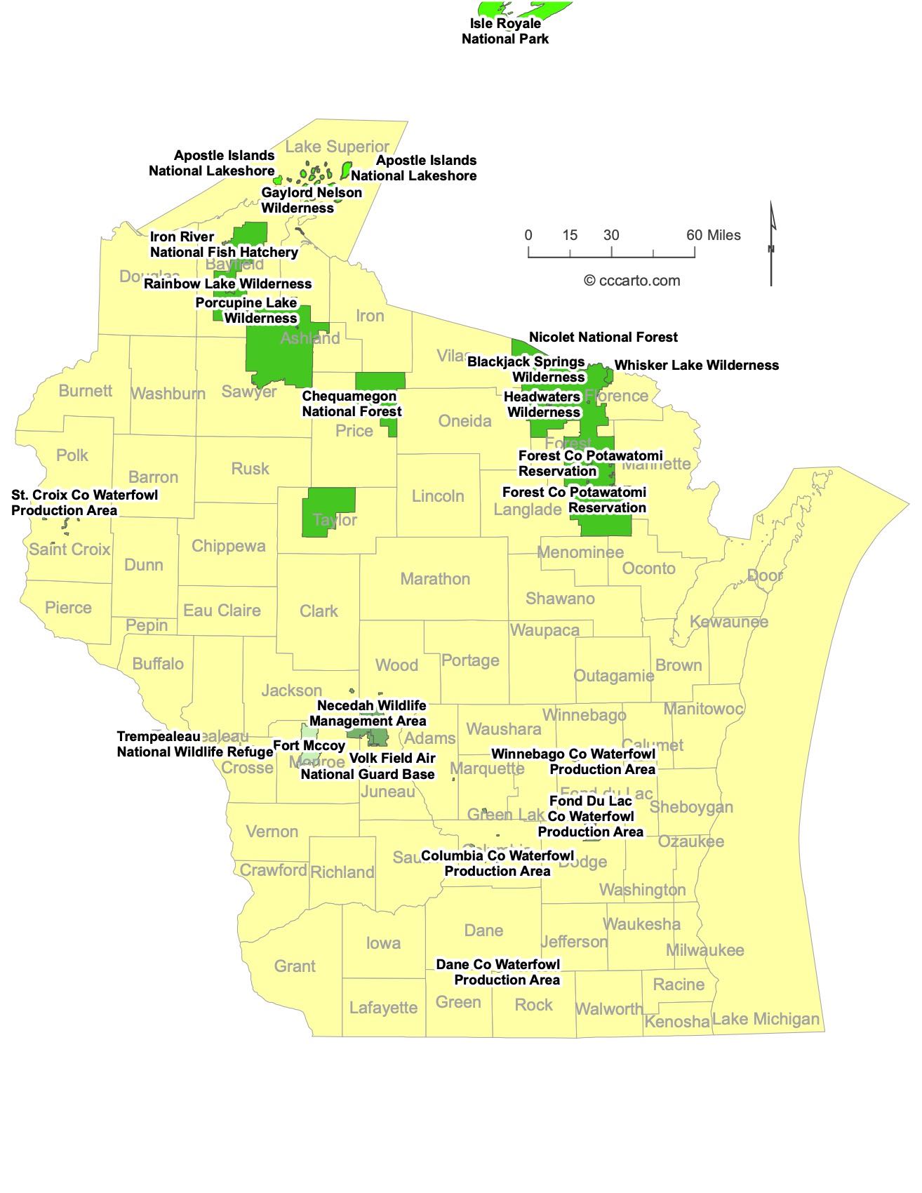 Wisconsin Major Cities Map