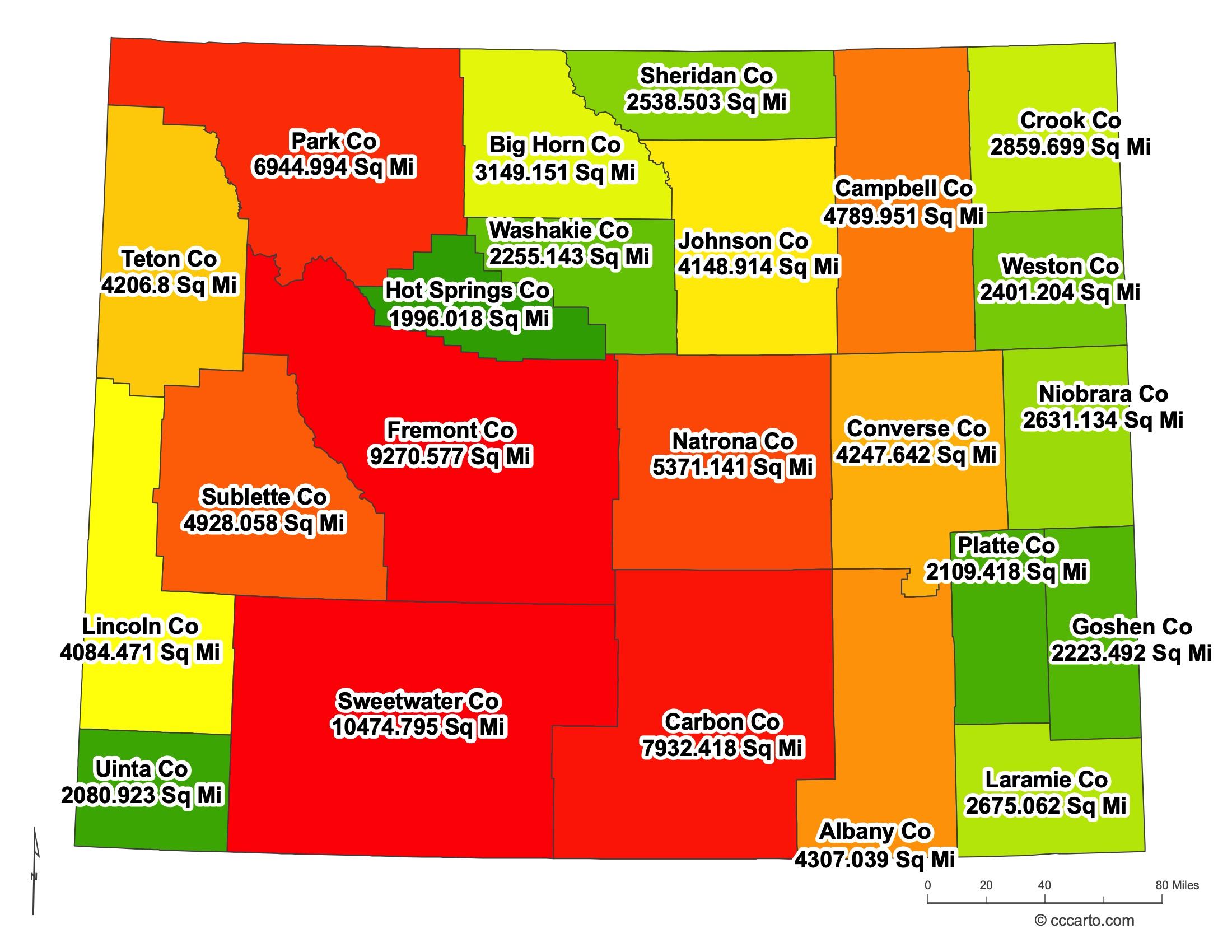 Wyoming County Sizes Map
